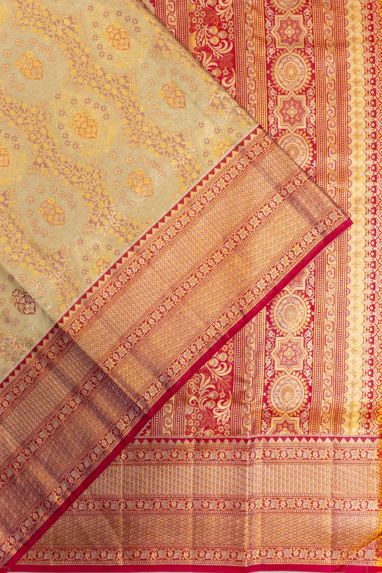 Kanchipuram Silk Tissue Brocade Gold Saree