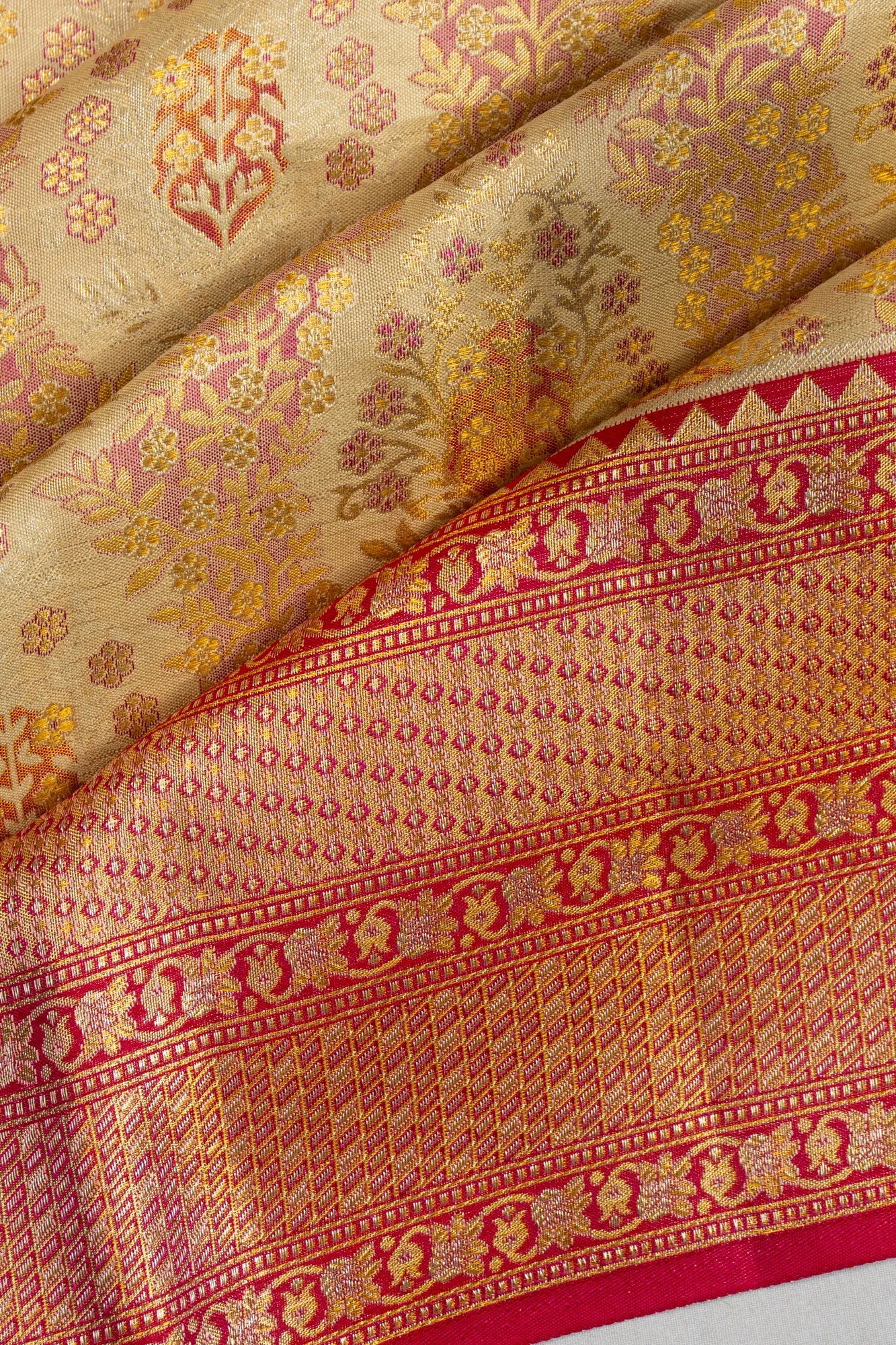 Kanchipuram Silk Tissue Brocade Gold Saree