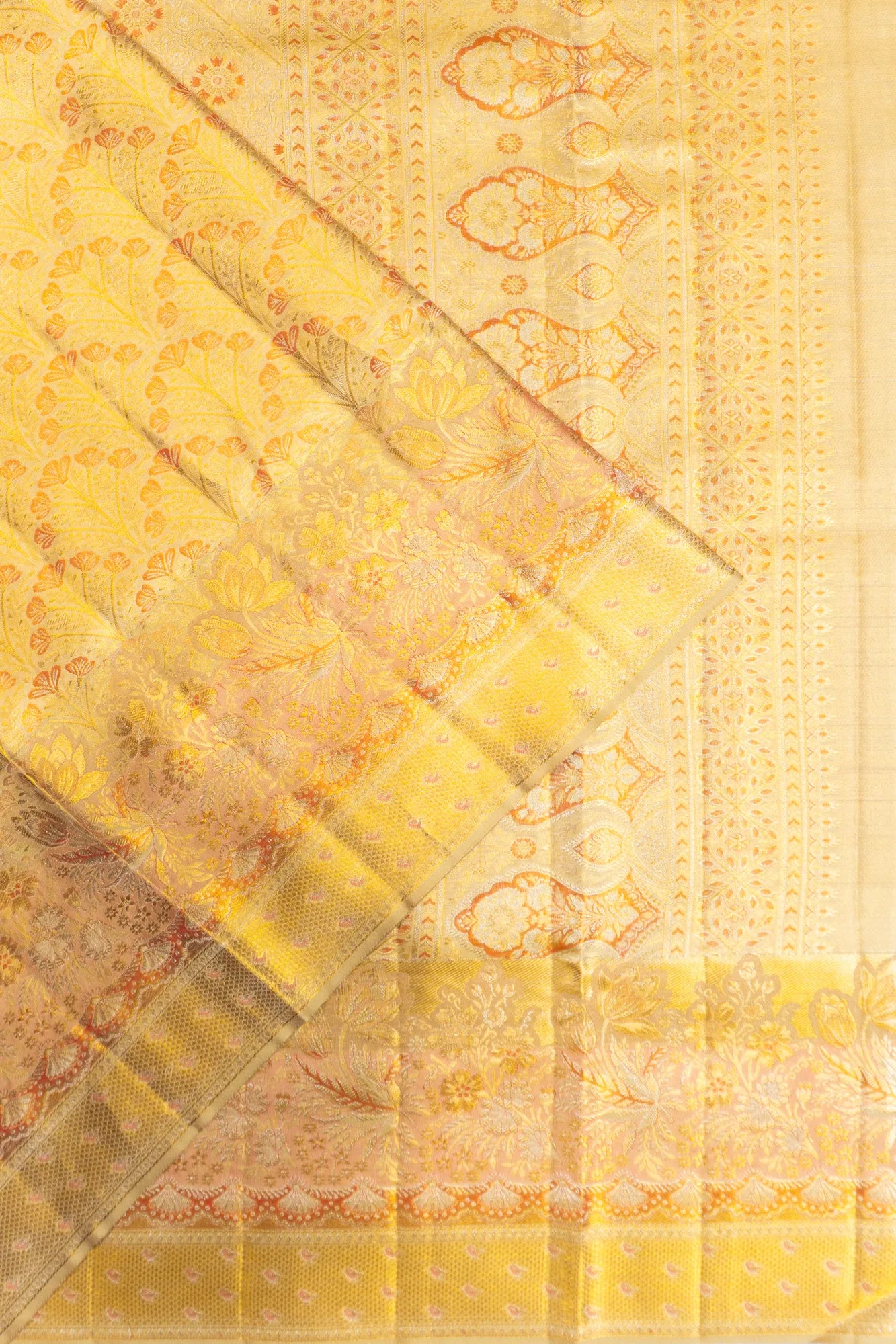 Kanchipuram Silk Tissue Brocade Gold Saree