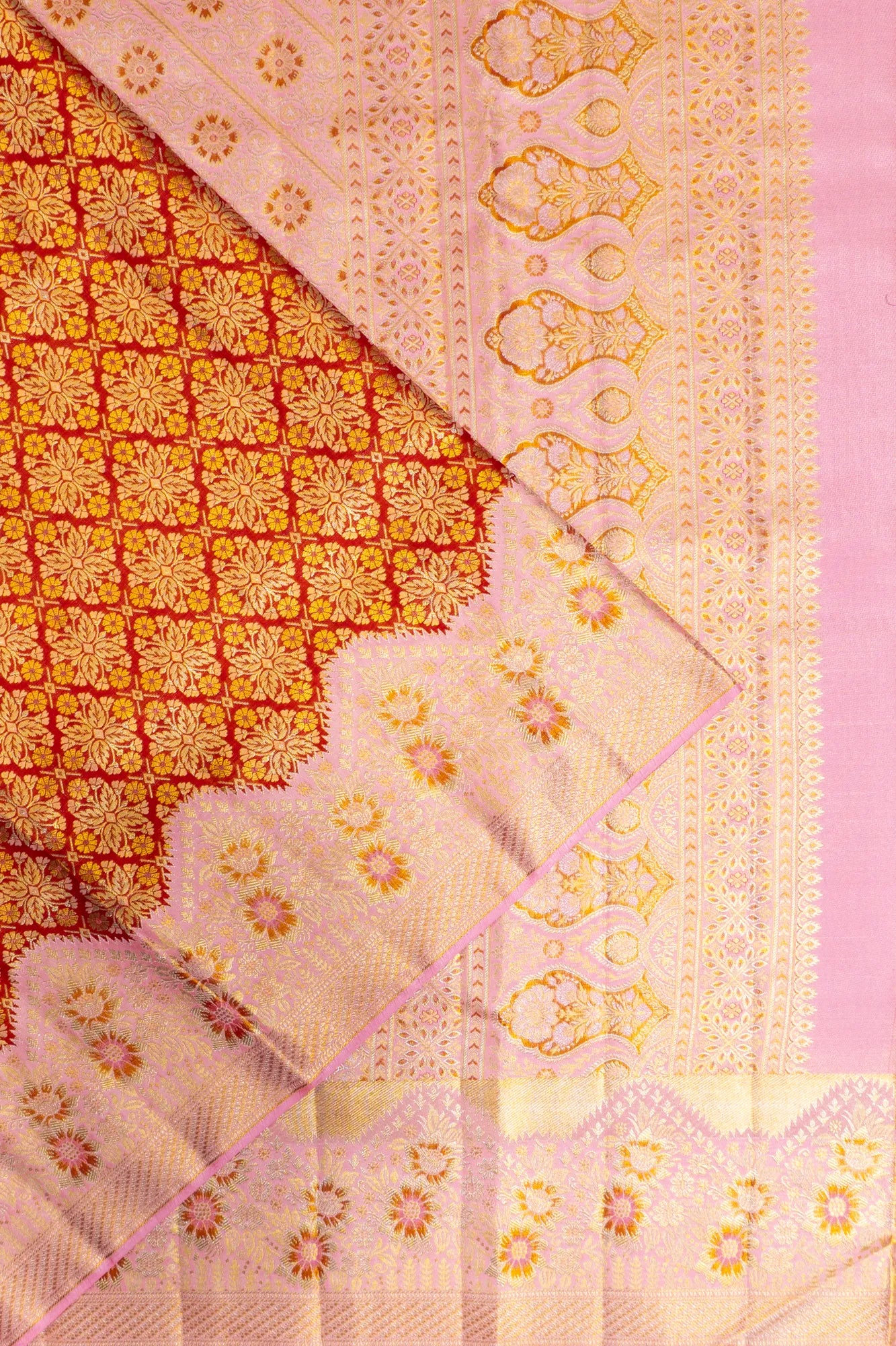 Kanchipuram Silk Brocade Red Saree