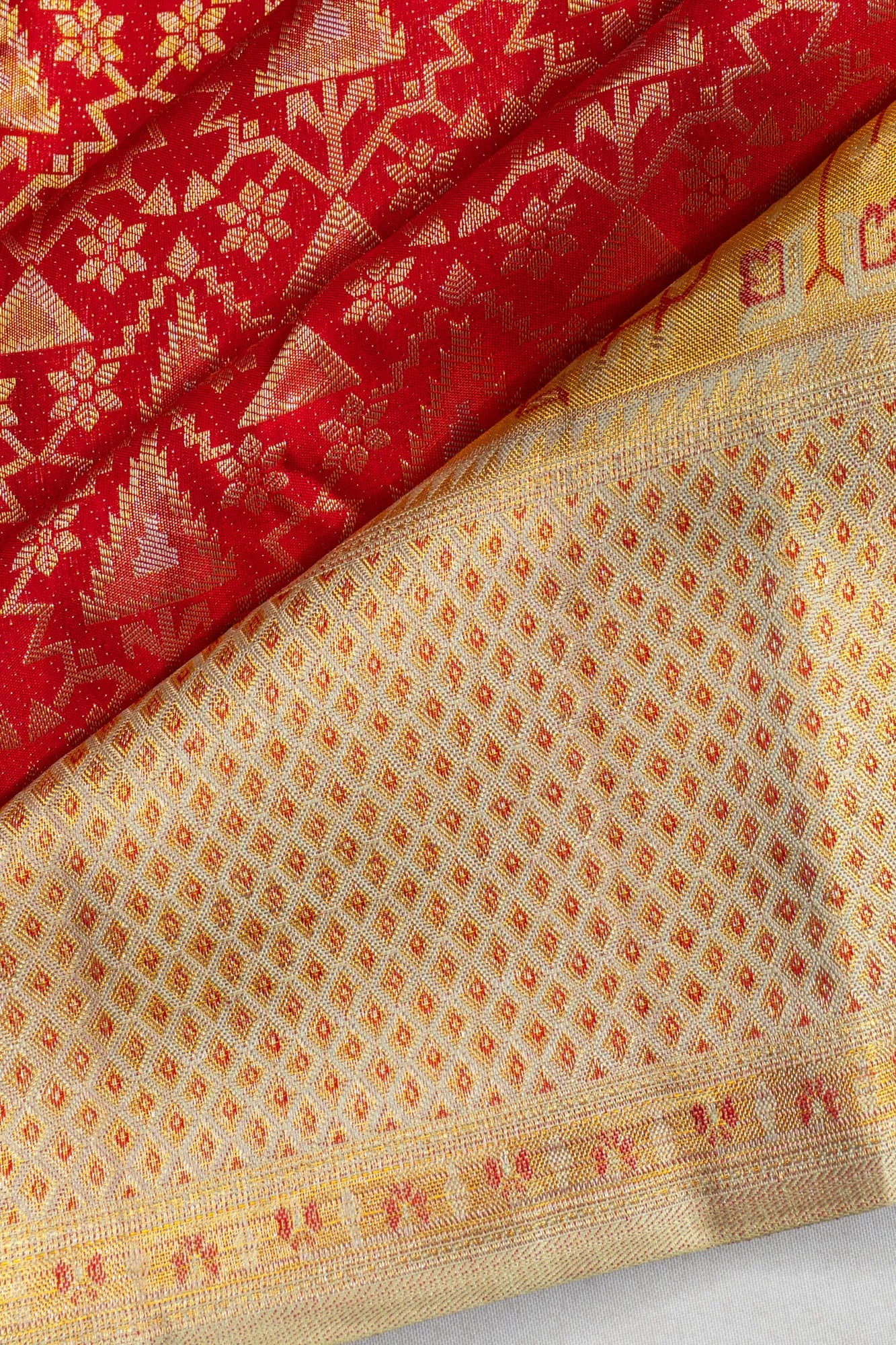 Kanchipuram Silk Brocade Red Saree