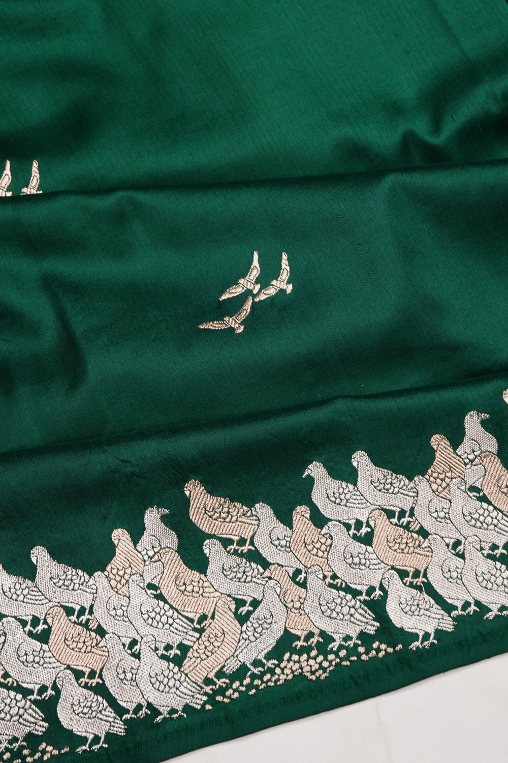 Banarasi Silk Butta Dark Green Saree