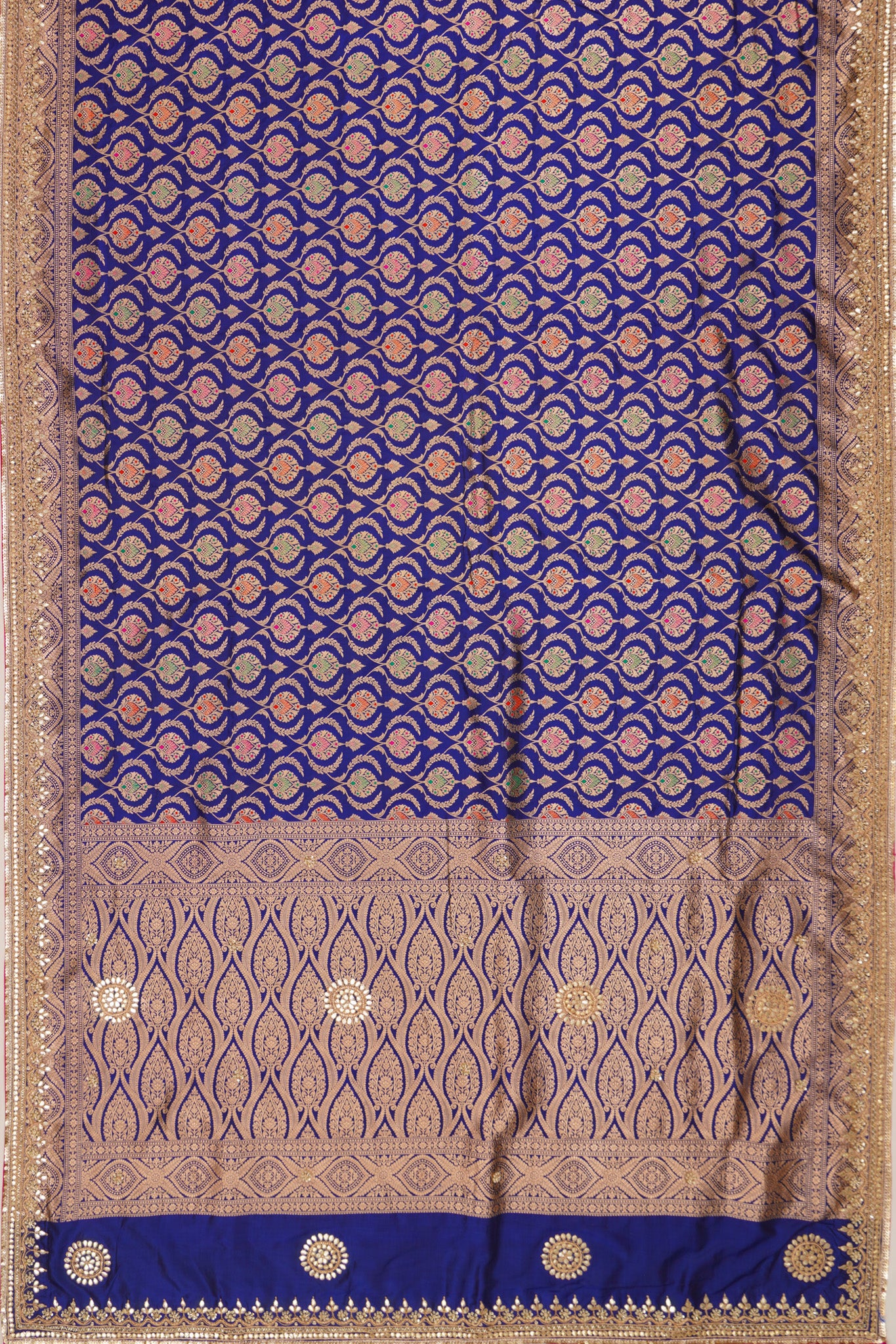 Banarasi Silk Brocade Dark Blue Saree