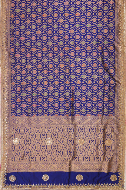 Banarasi Silk Brocade Dark Blue Saree