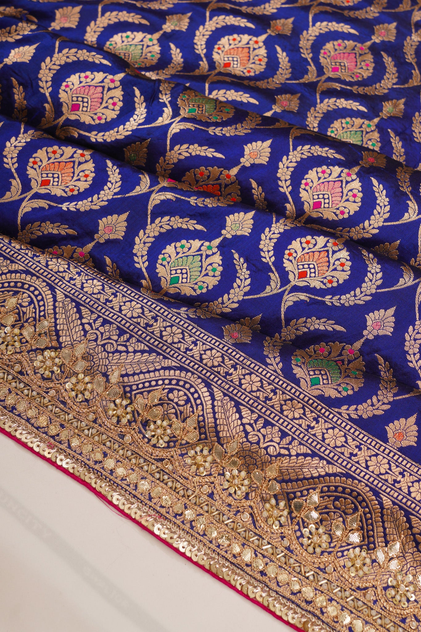 Banarasi Silk Brocade Dark Blue Saree