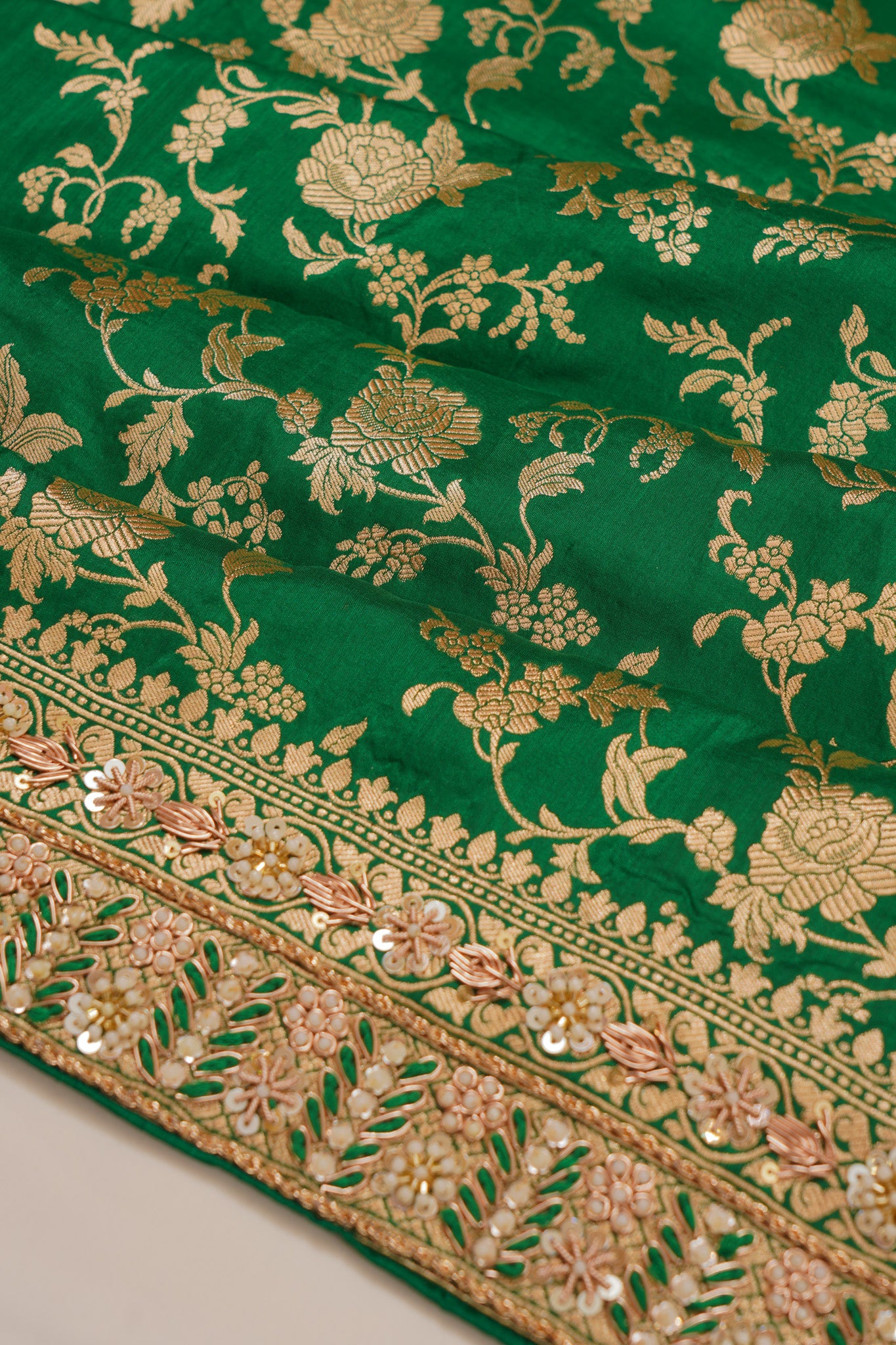 Banarasi Silk Jaal Green Saree