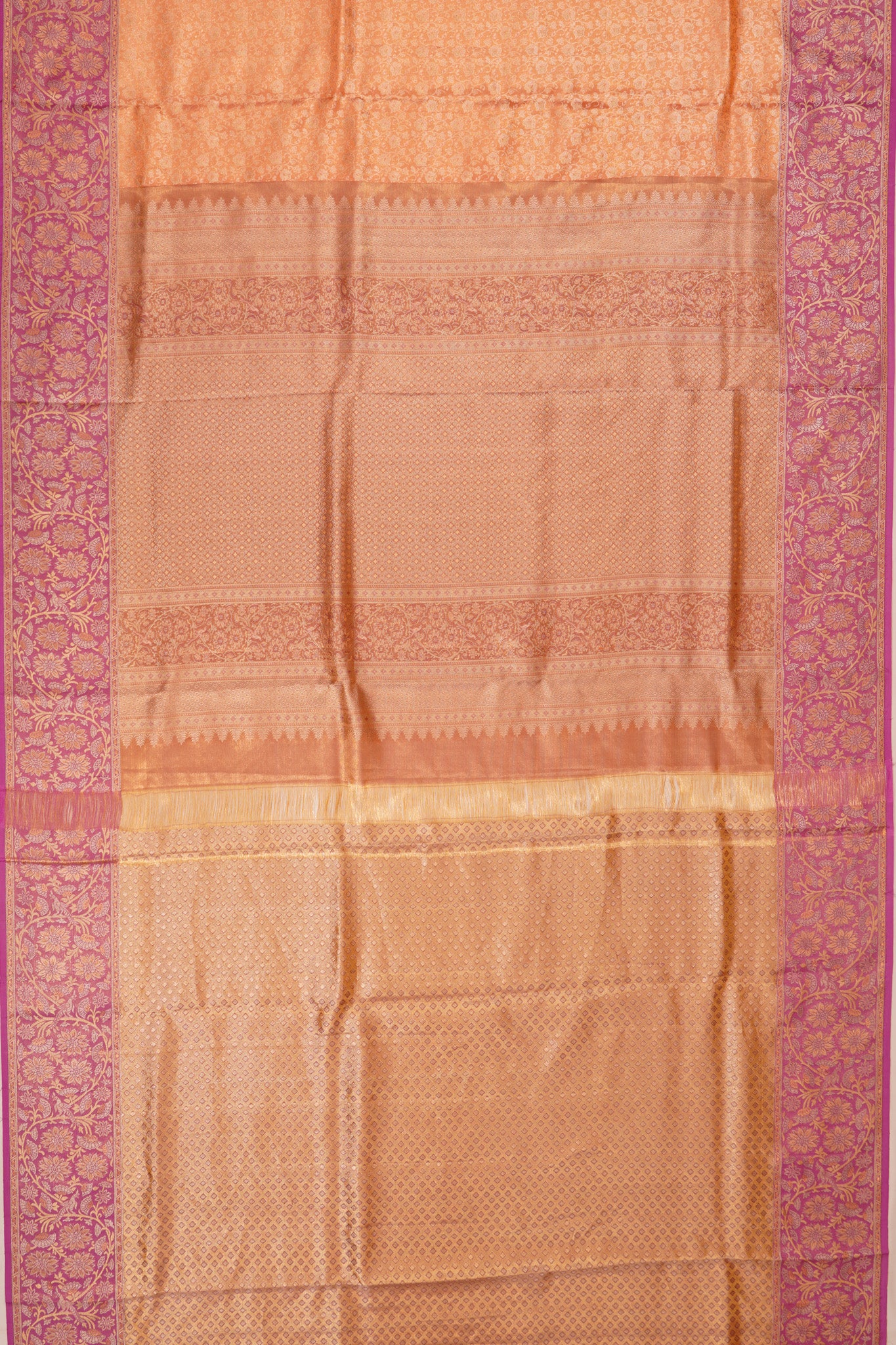 Taranaga Kanchi Silk Tissue Brocade Orange Saree