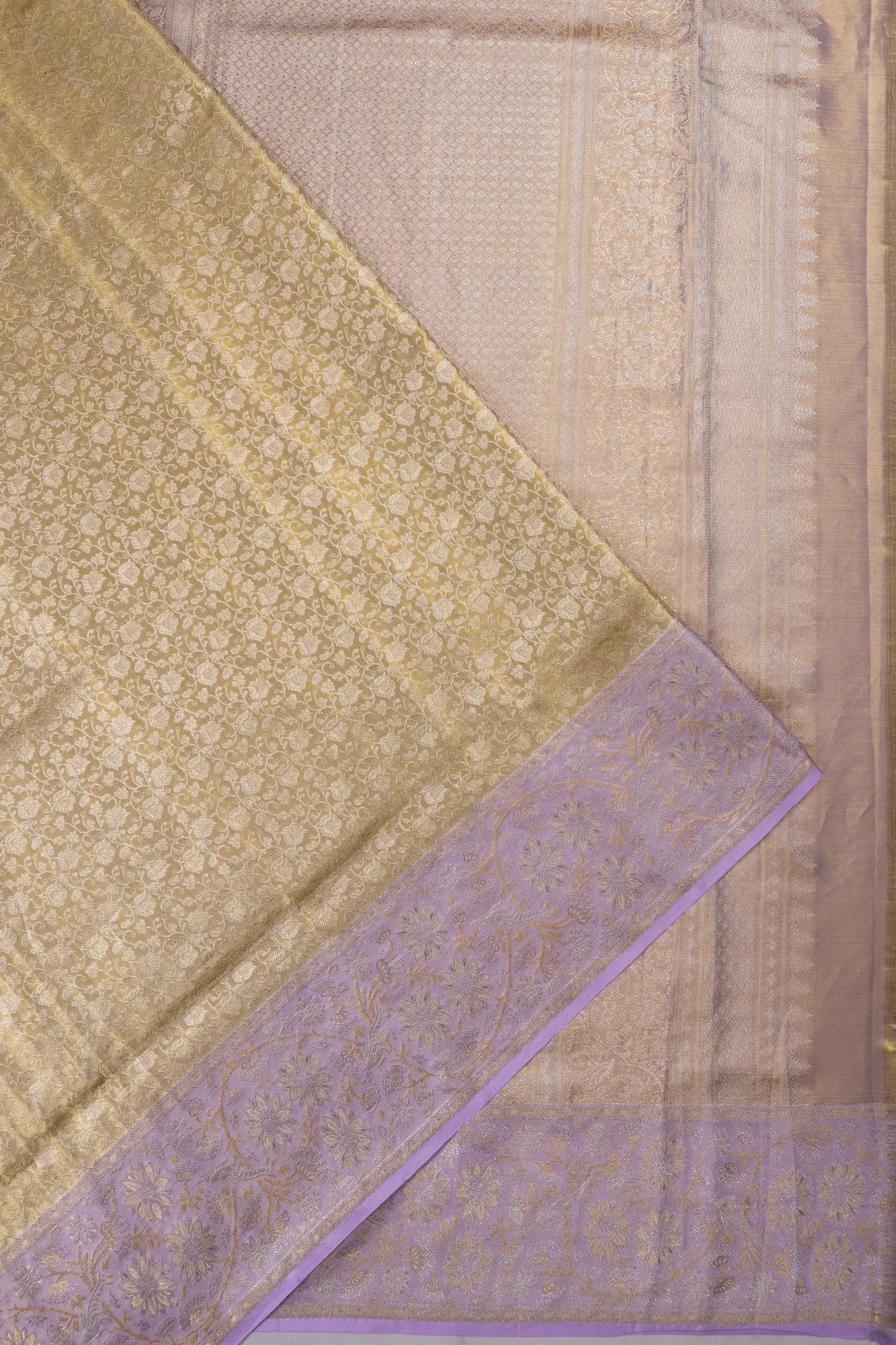 Taranga Kanchi Silk Tissue Jaal Gold Saree