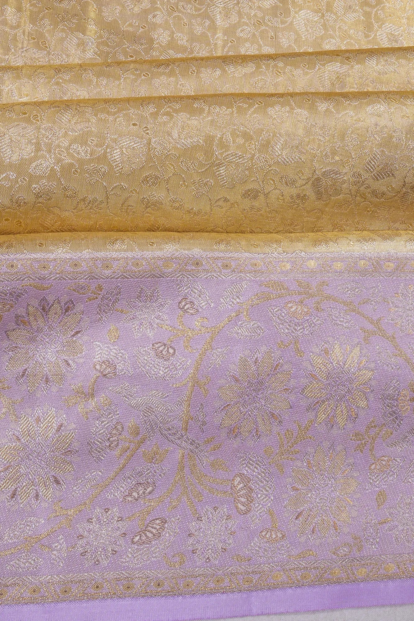 Taranga Kanchi Silk Tissue Jaal Gold Saree