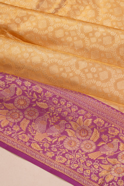 Taranga Kanchi Silk Tissue Brocade Gold Saree