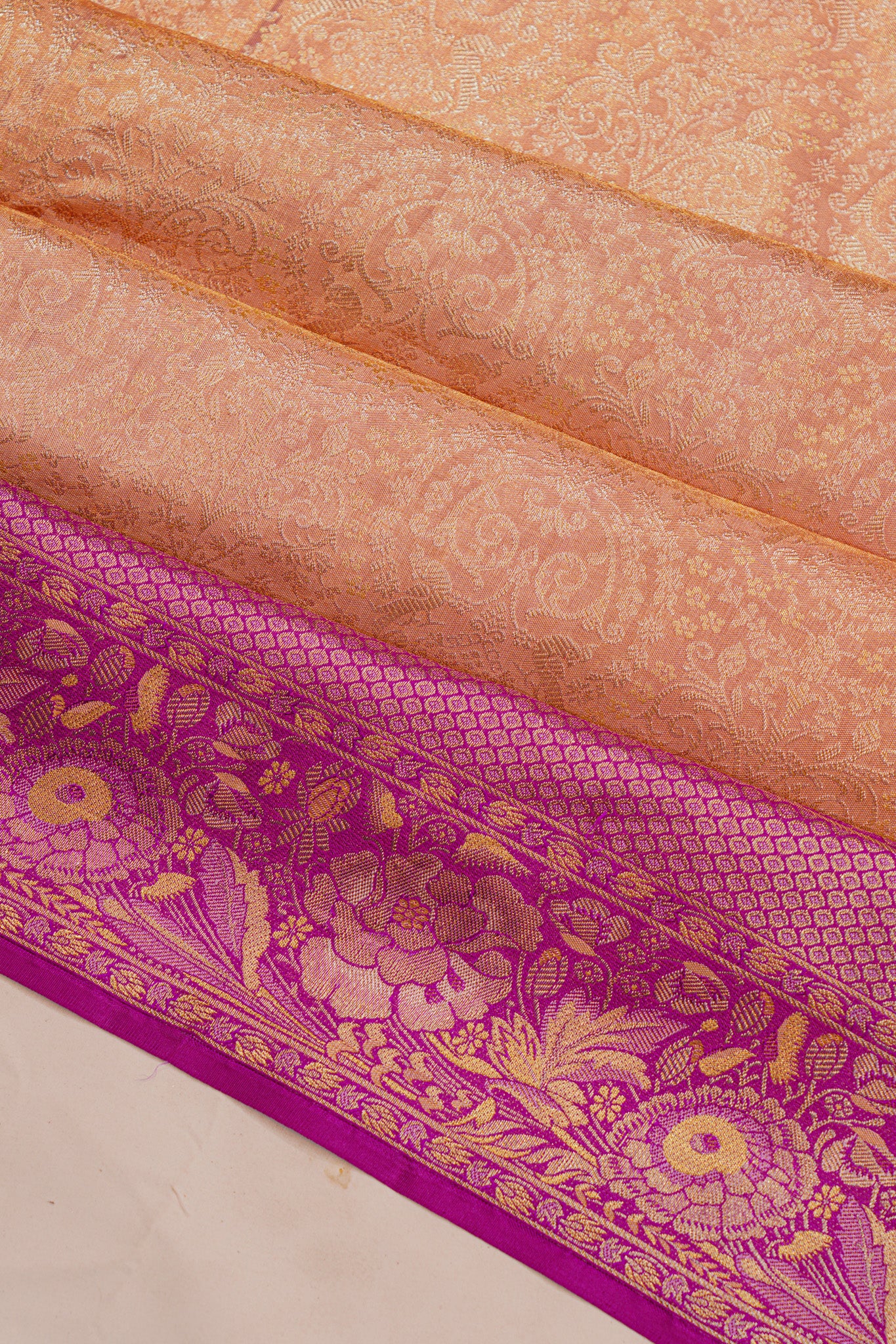 Taranga Kanchi Silk Tissue Brocade Gold Saree