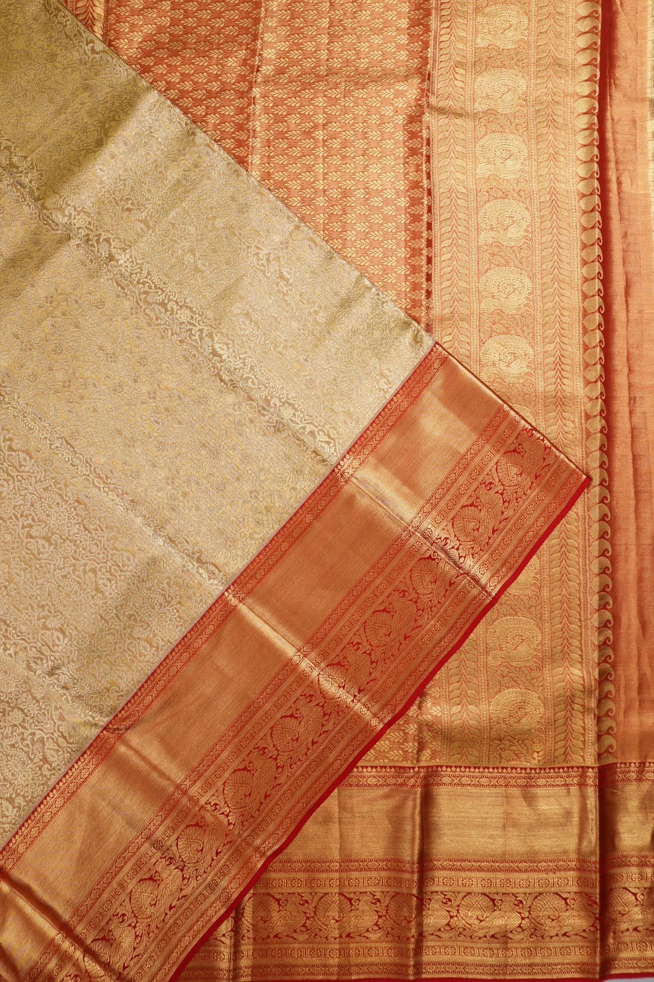 Taranga Kanchi Silk Tissue Brocade Gold Saree