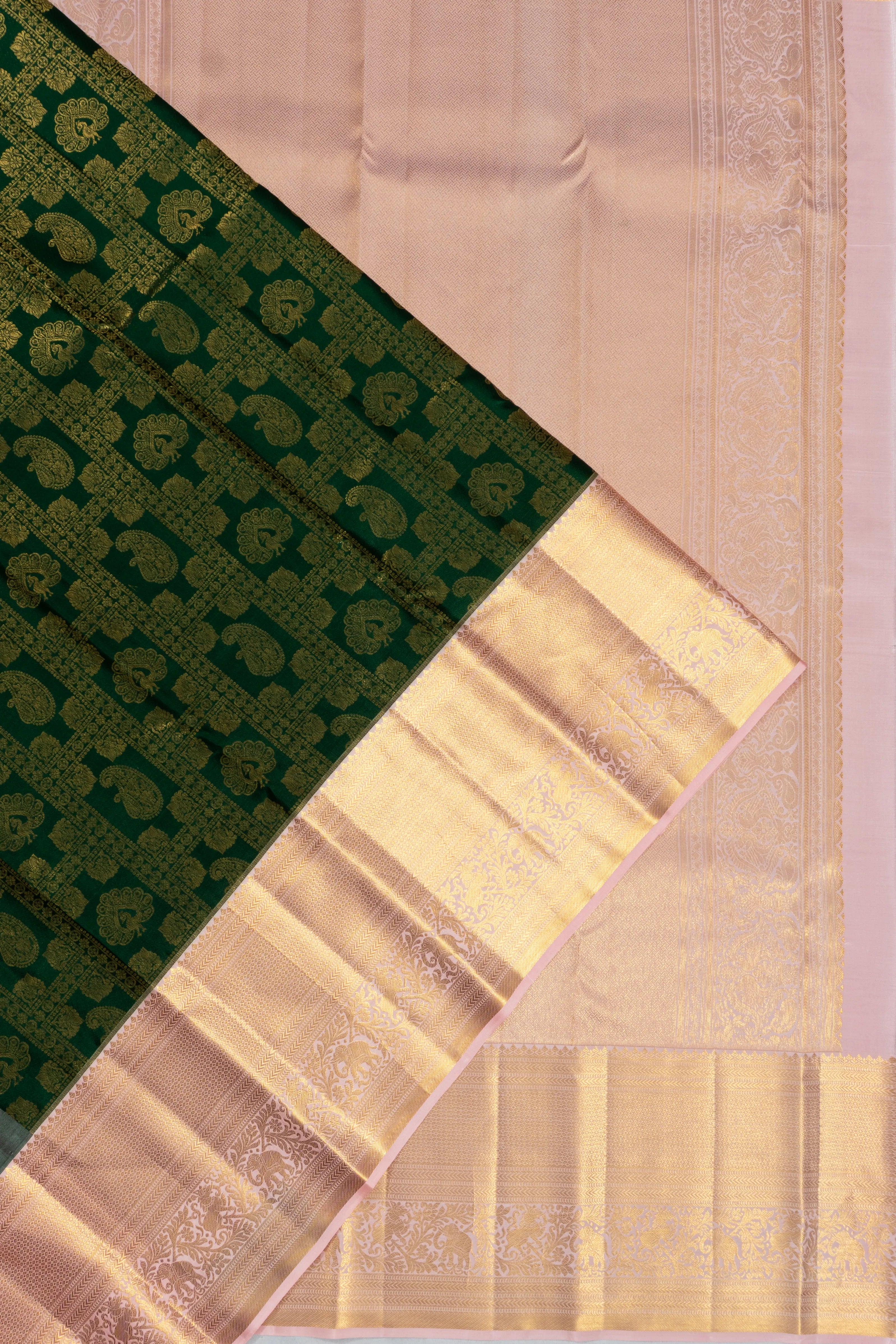 Taranga Kanchi Silk Brocade Dark Green Saree