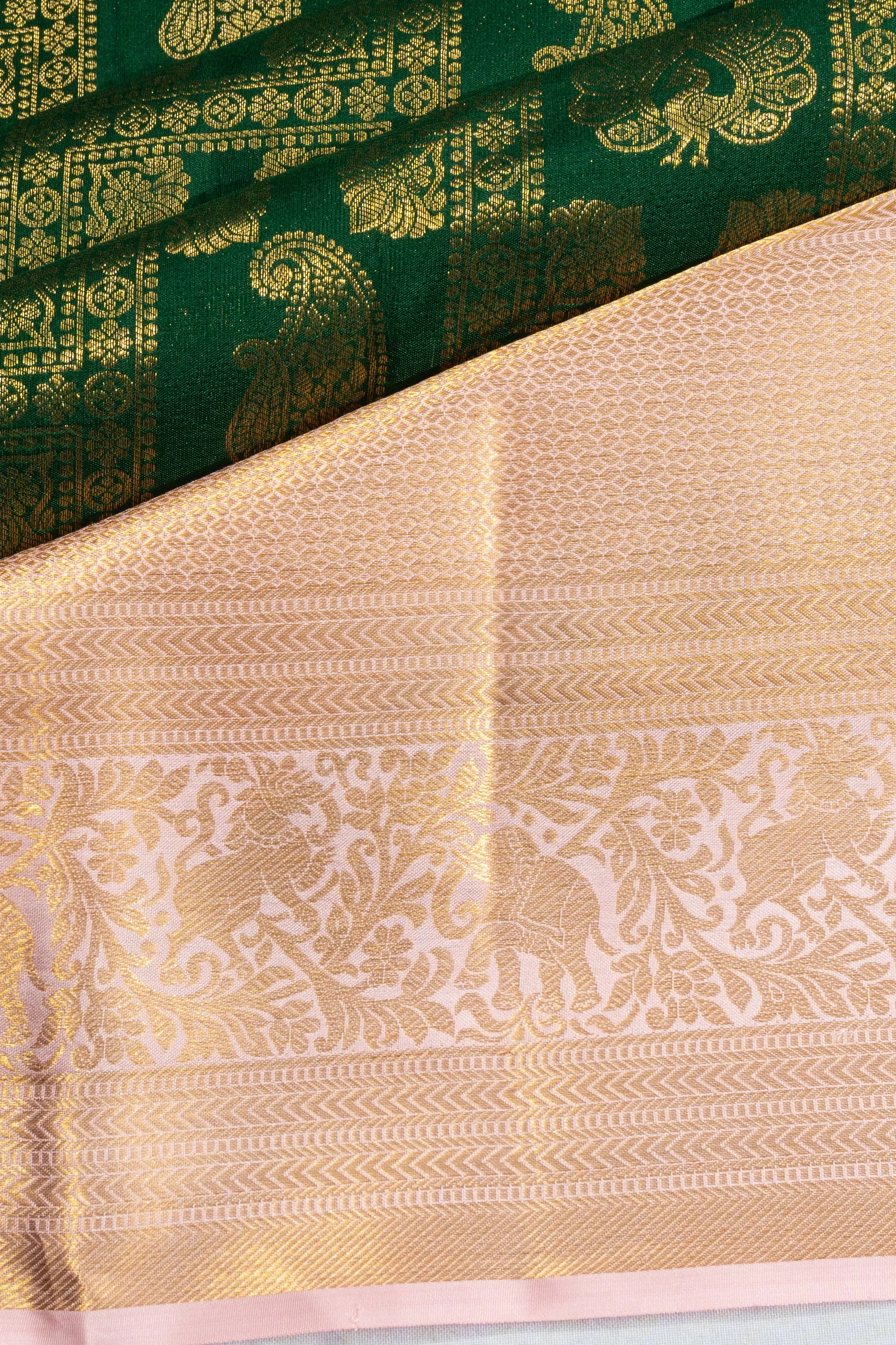 Taranga Kanchi Silk Brocade Dark Green Saree