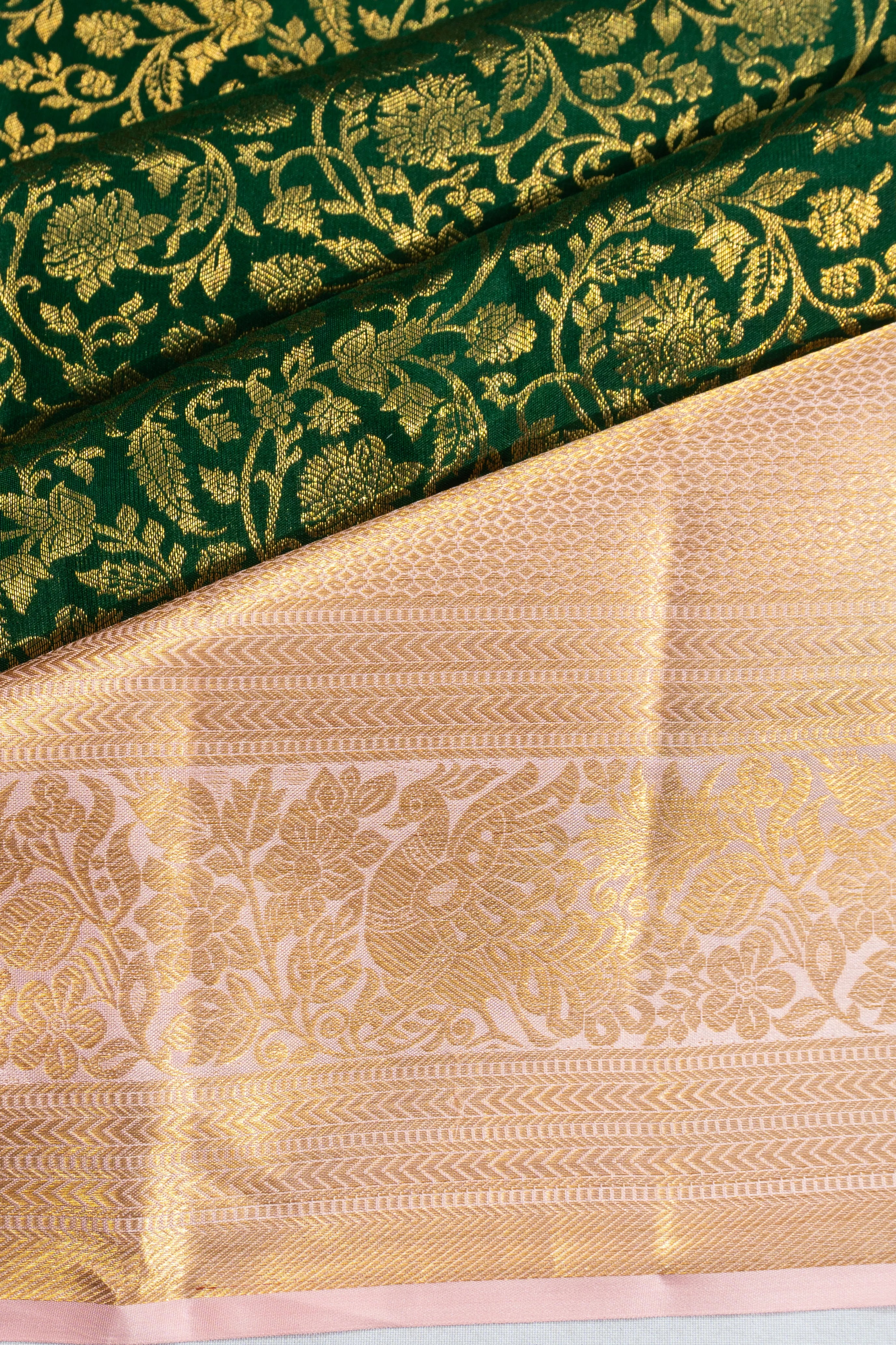 Taranga Kanchi Silk Brocade Dark Green Saree