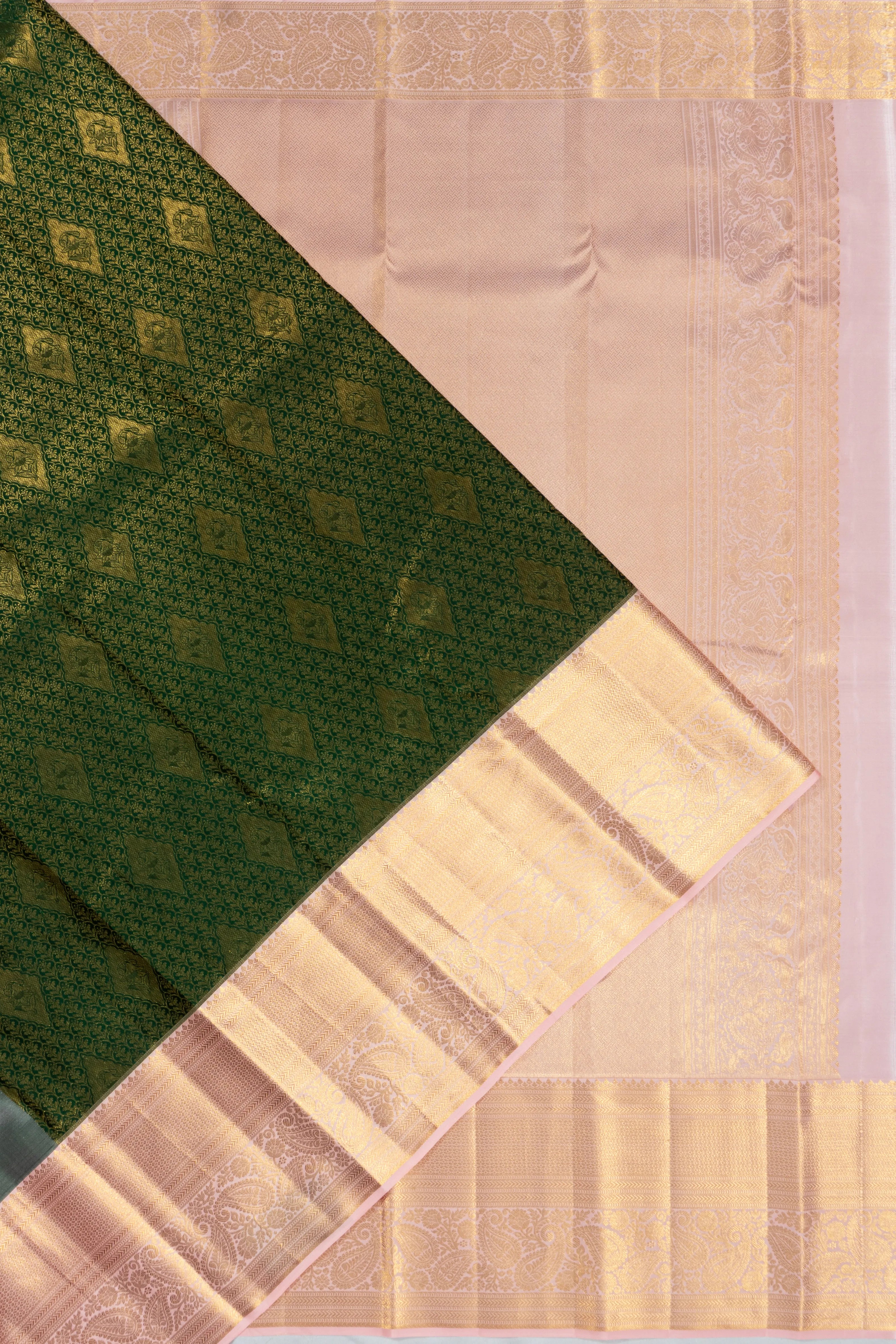 Taranga Kanchi Silk Brocade Dark Green Saree