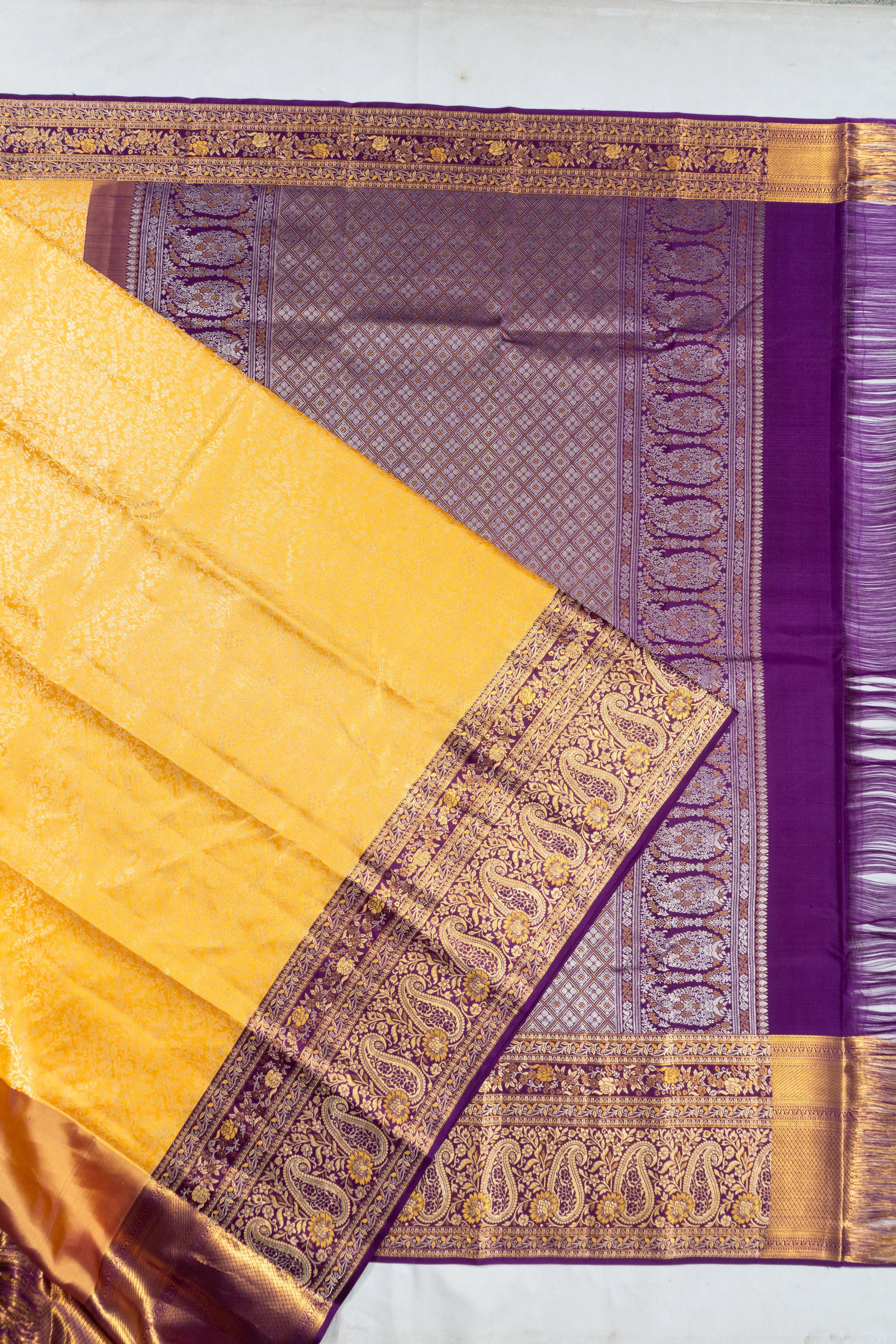 Taranga Kanchi Silk Brocade Yellow Saree
