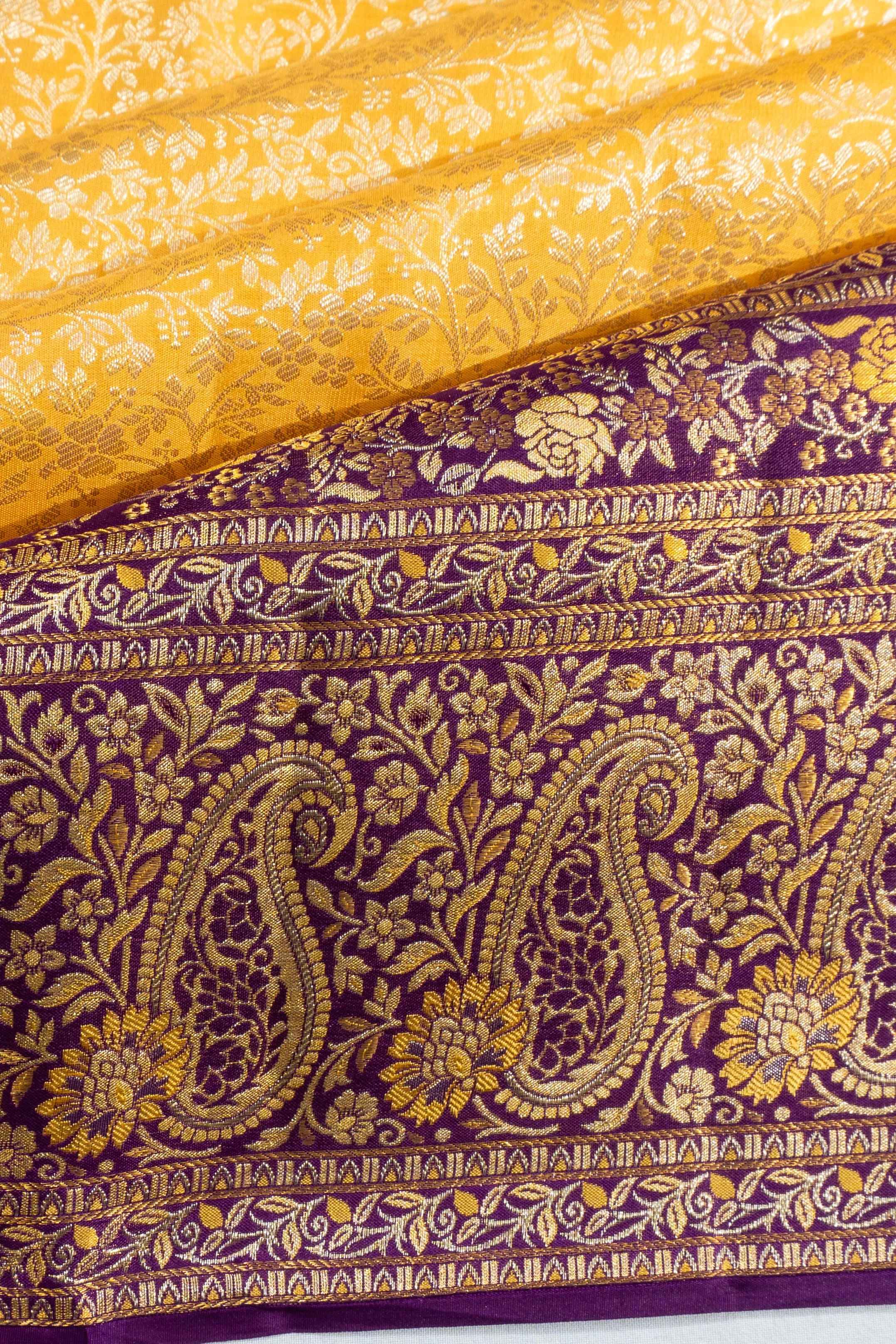 Taranga Kanchi Silk Brocade Yellow Saree