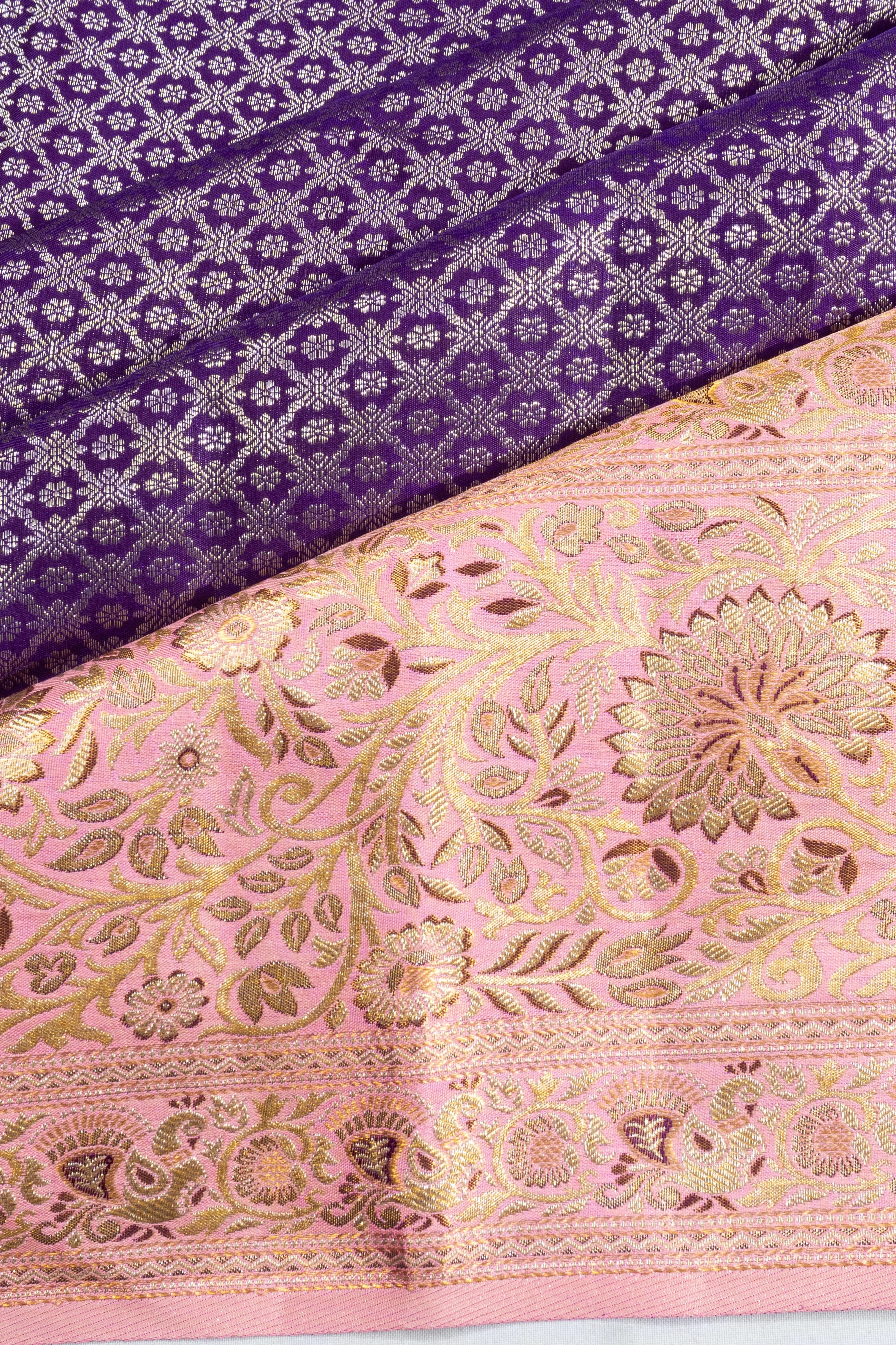 Taranga Kanchi Silk Brocade Violet Saree