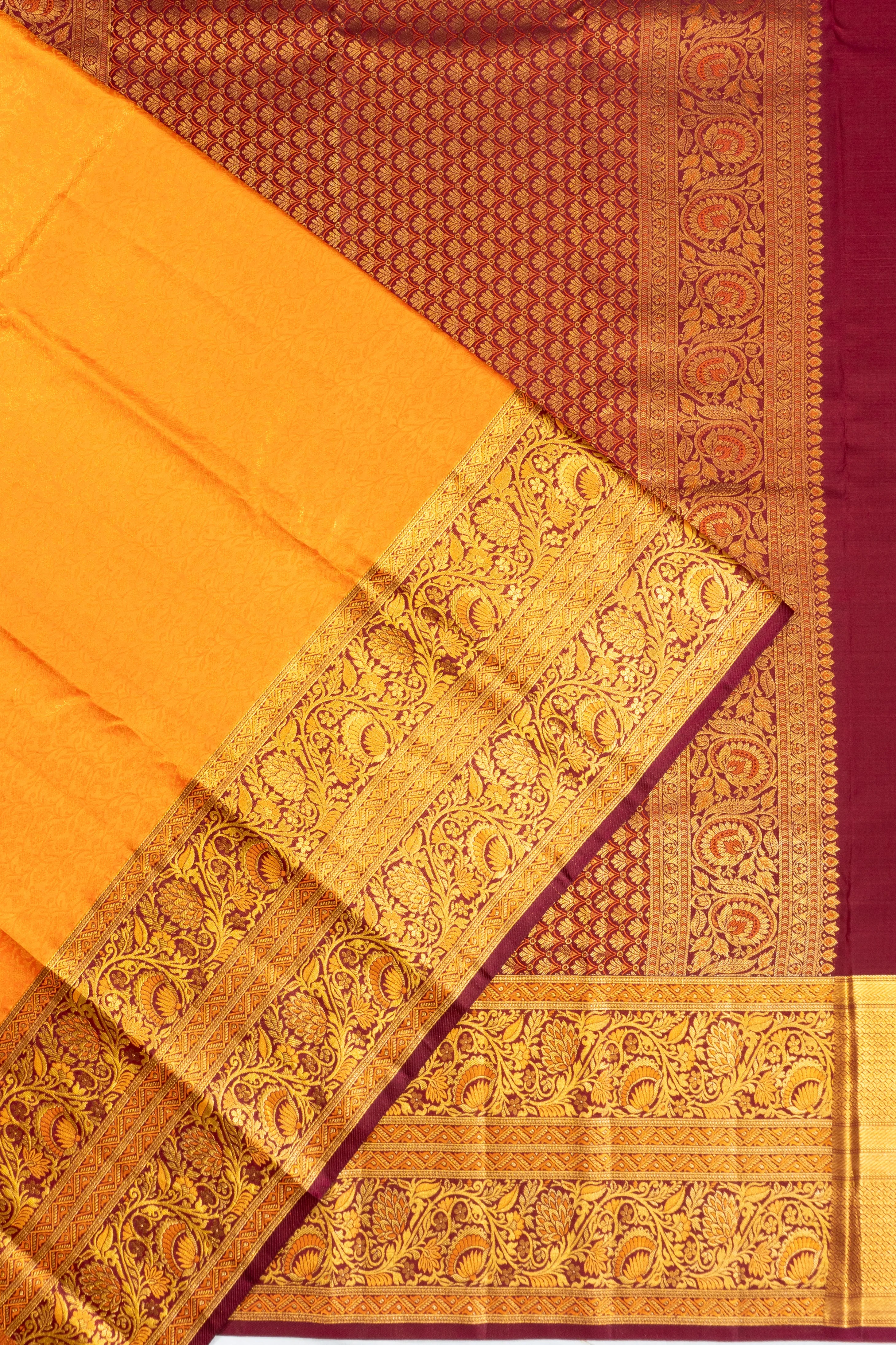 Taranga Kanchi Silk Brocade Orange Saree