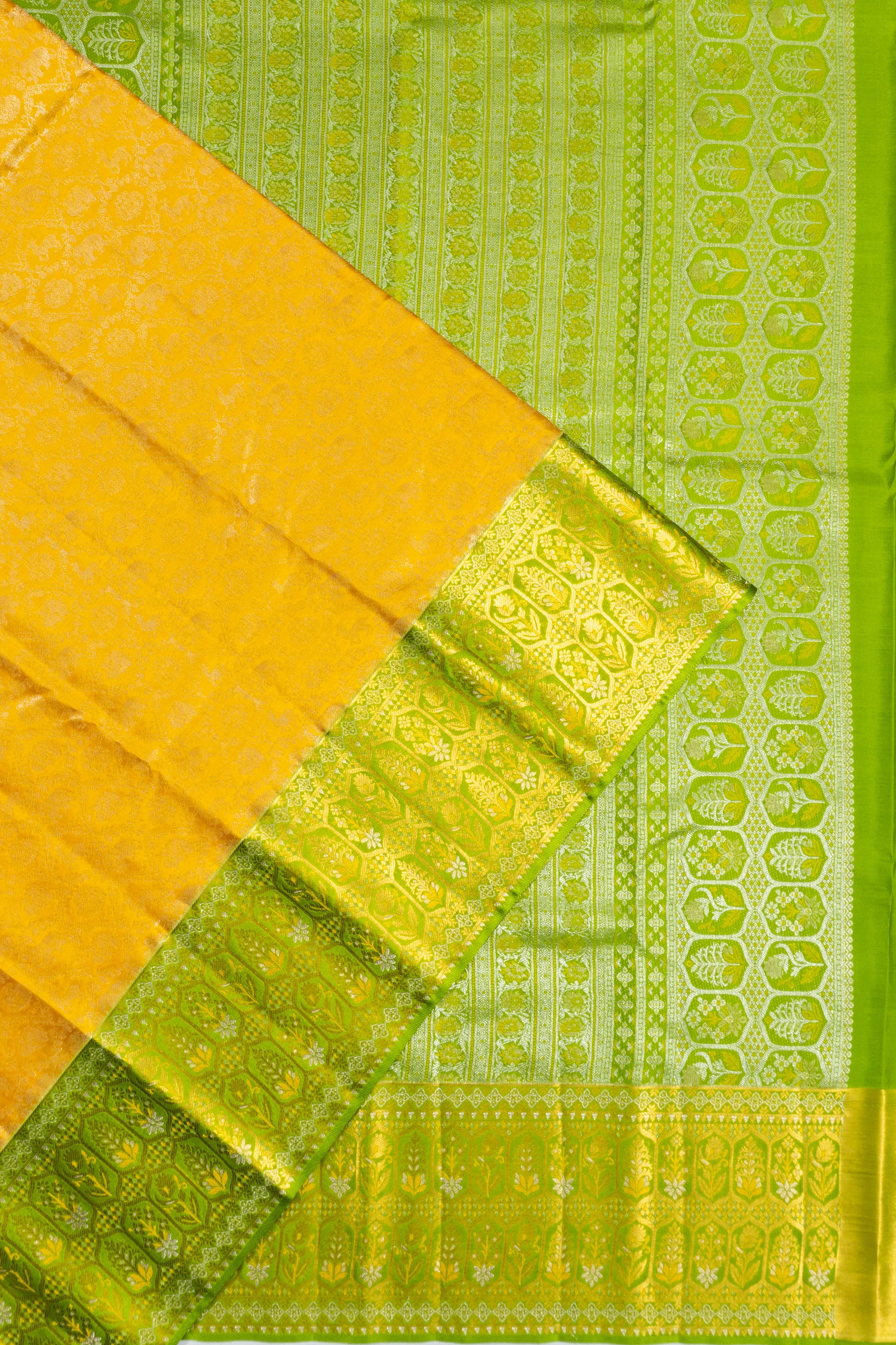 Taranga Kanchi Silk Jaal Yellow Saree