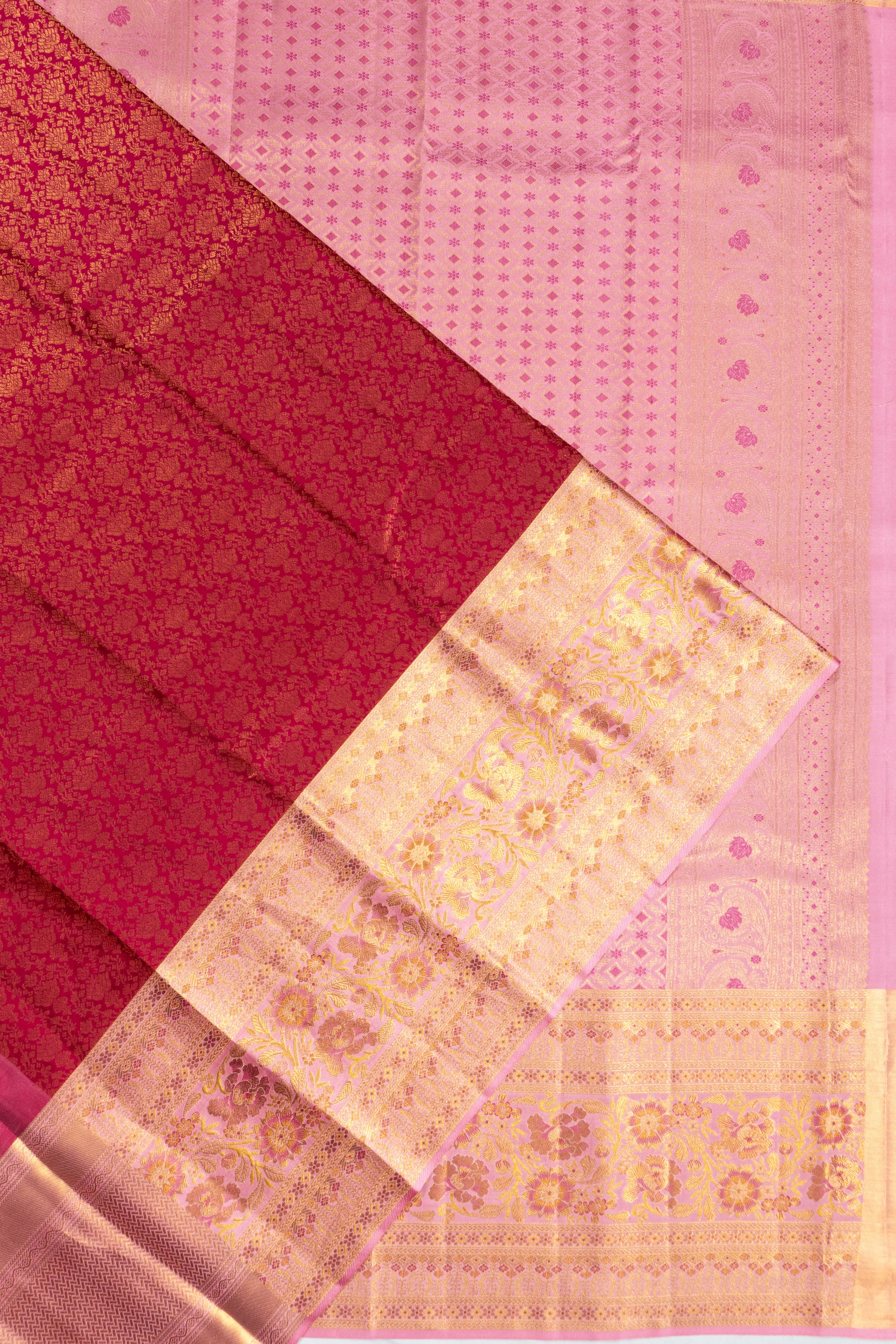 Taranga Kanchi Silk Brocade Pink Saree