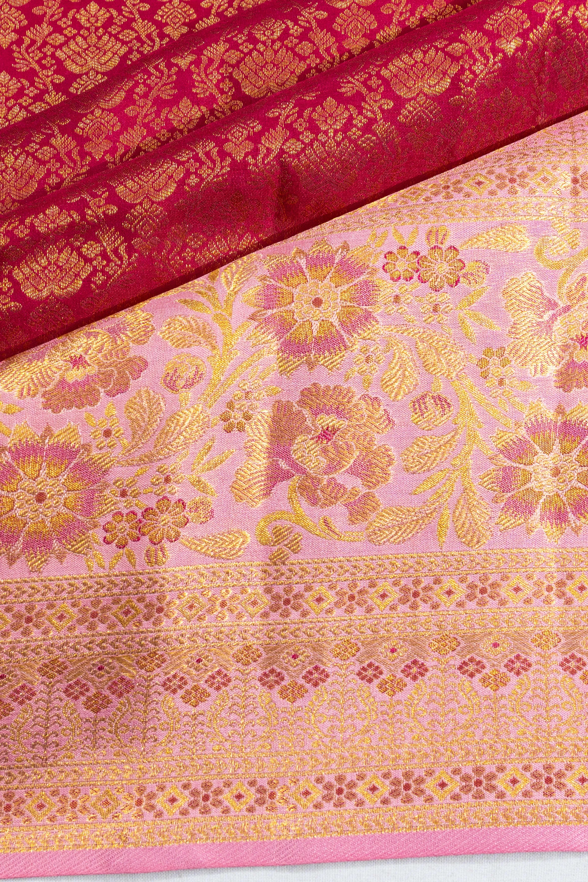 Taranga Kanchi Silk Brocade Pink Saree