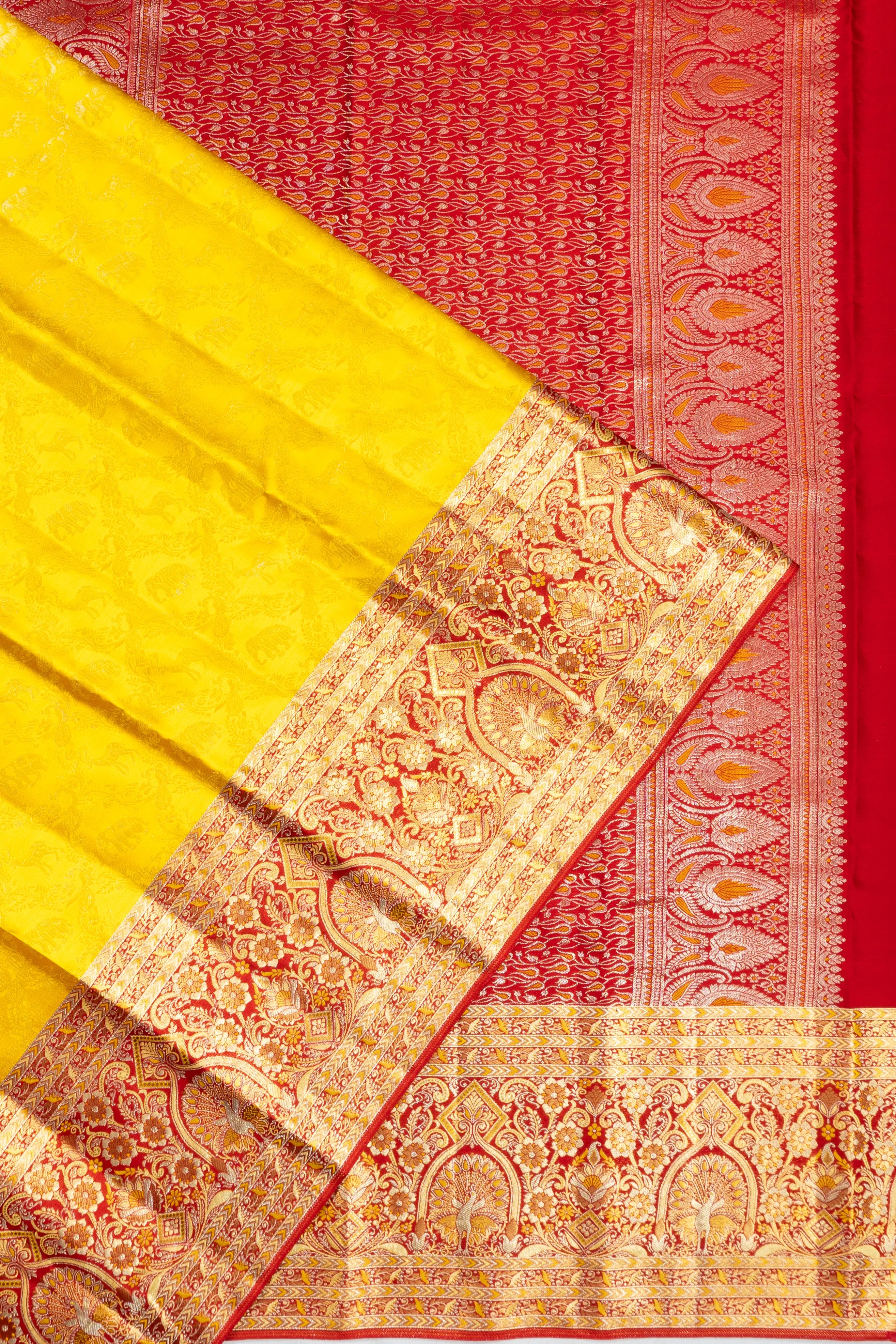 Taranga Kanchi Silk Jaal Yellow Saree