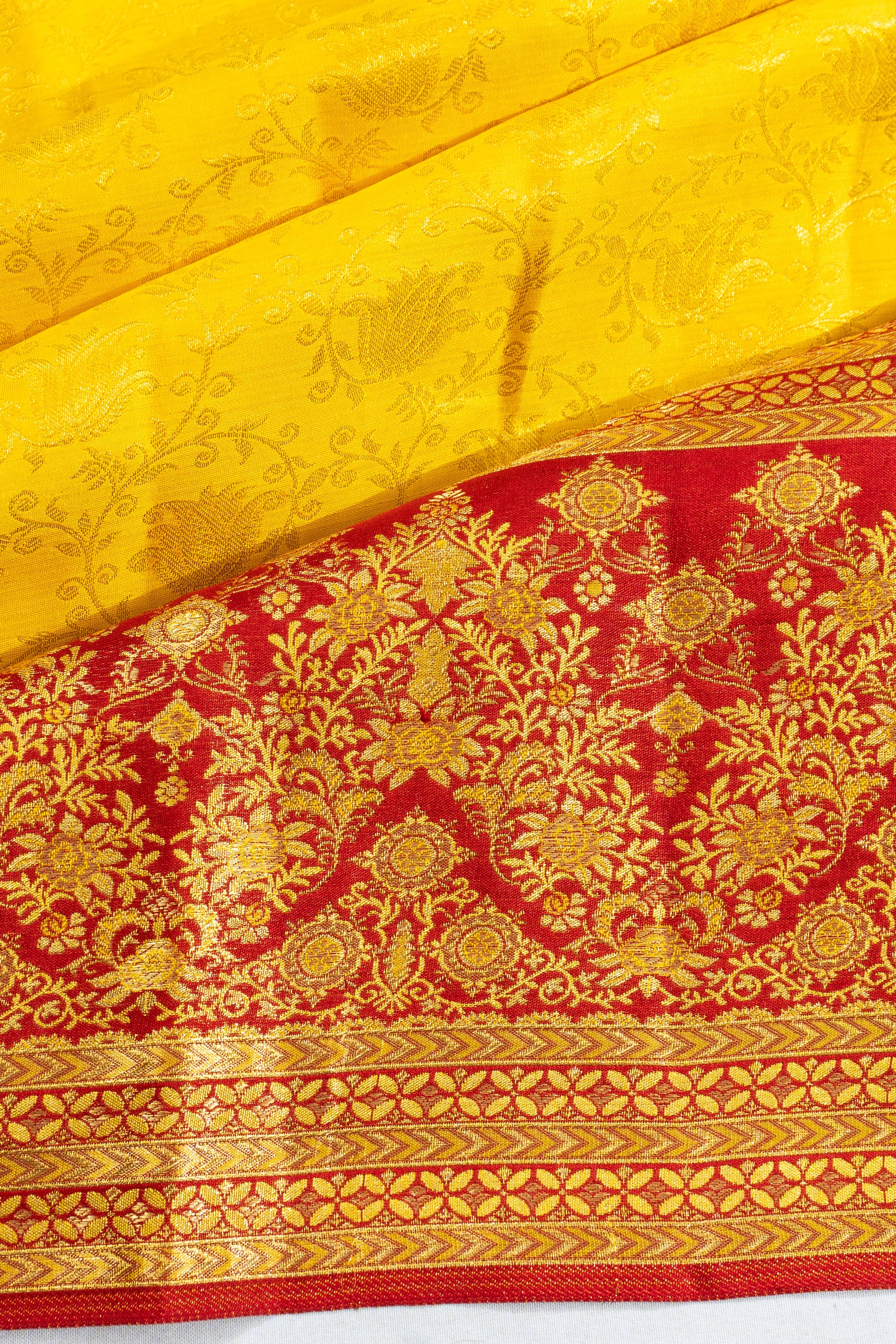 Taranga Kanchi Silk Brocade Brocade Yellow Saree