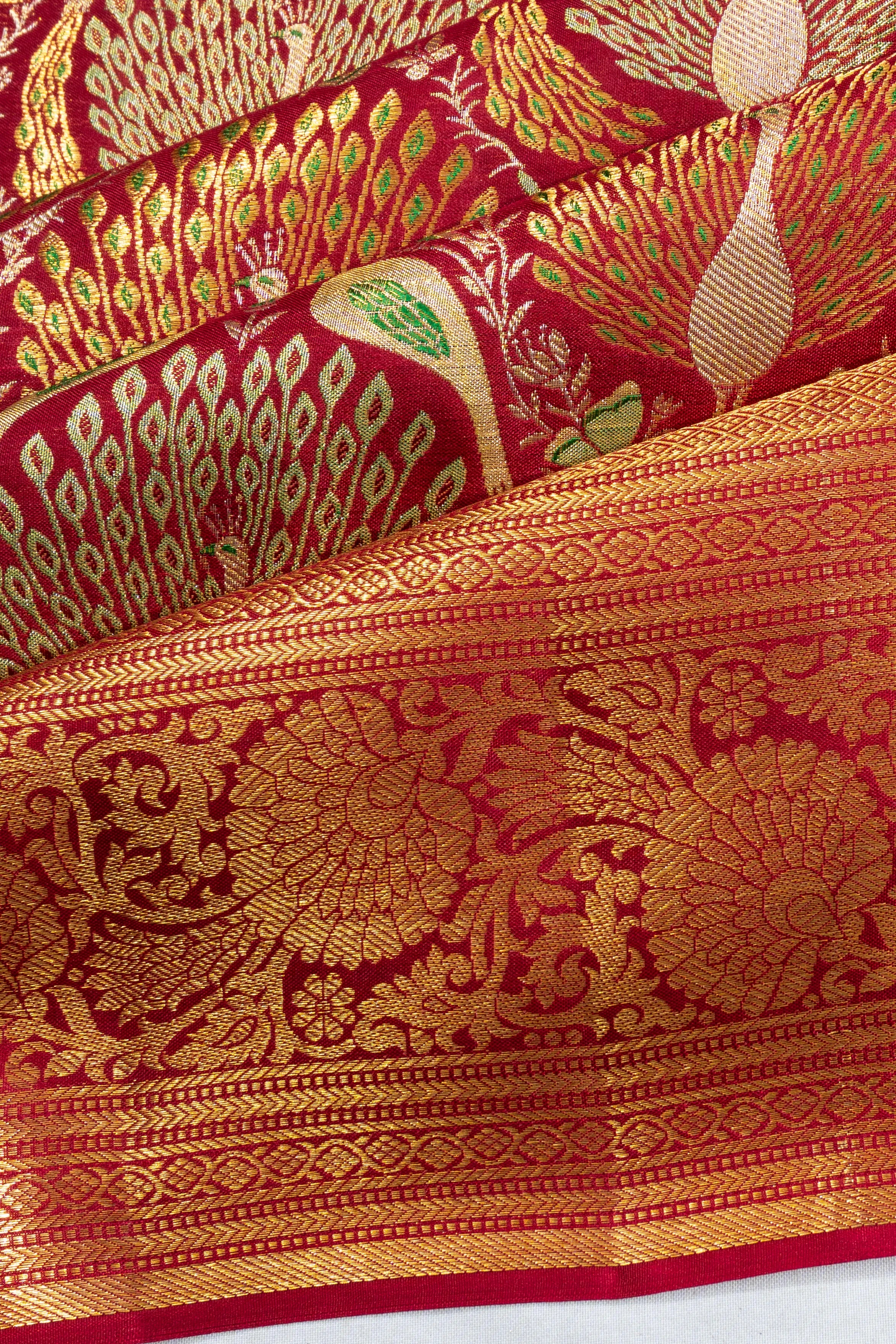 Kanchipuram Silk Brocade Red Saree