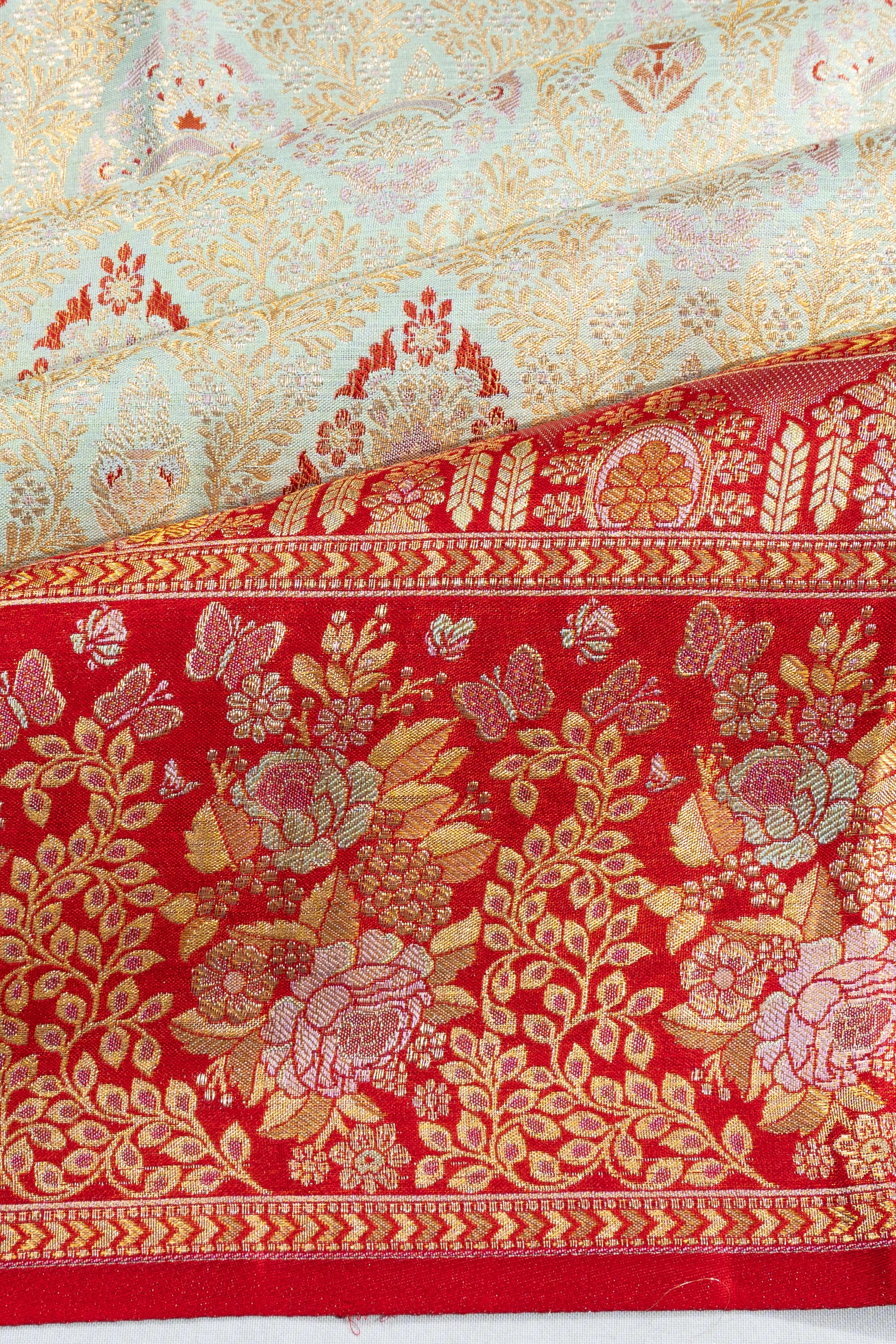 Kanchipuram Silk Tissue Brocade Pastel Blue Saree