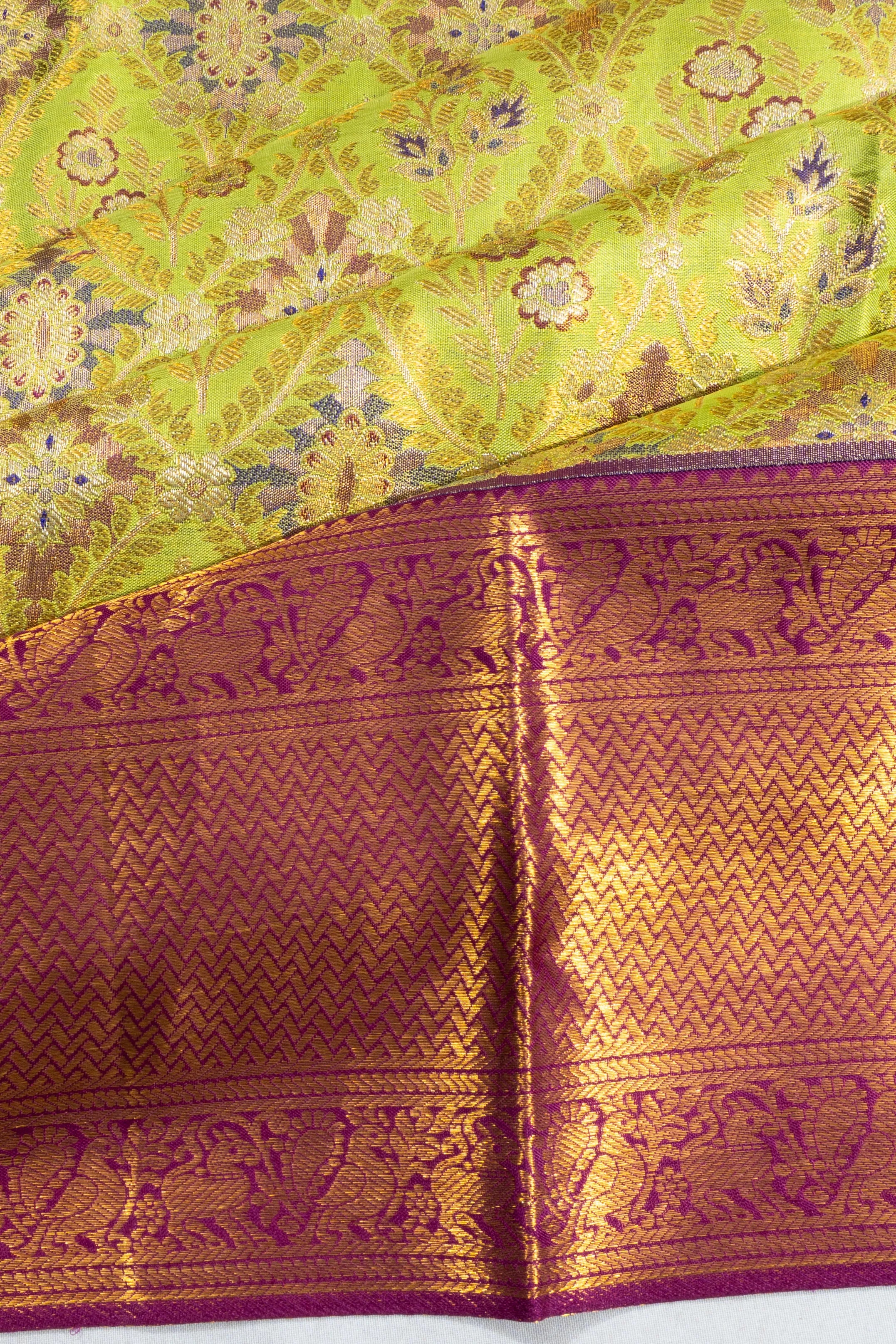 Kanchipuram Silk Tissue Brocade Green Saree