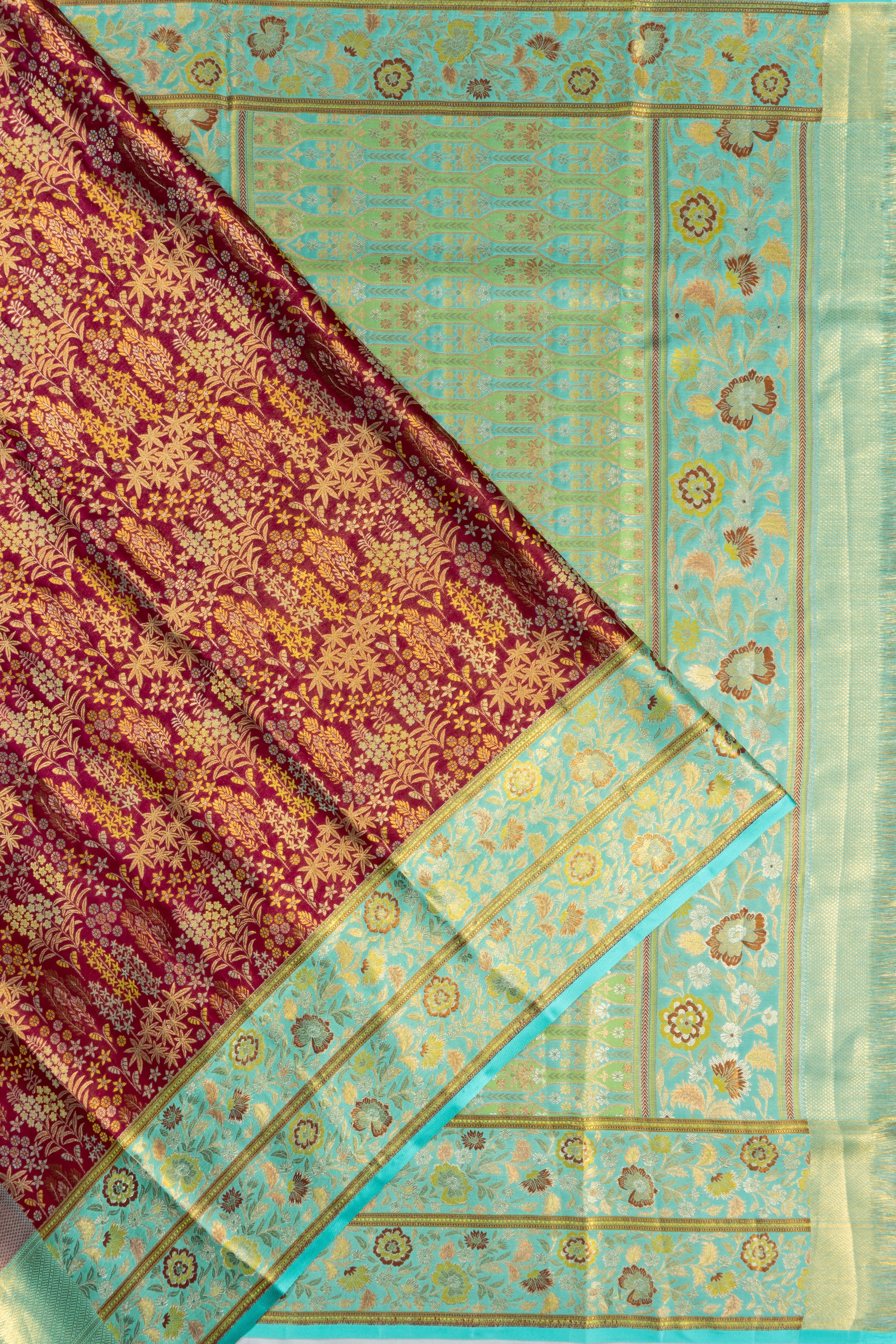 Kanchipuram Silk Tissue Brocade Purple Saree