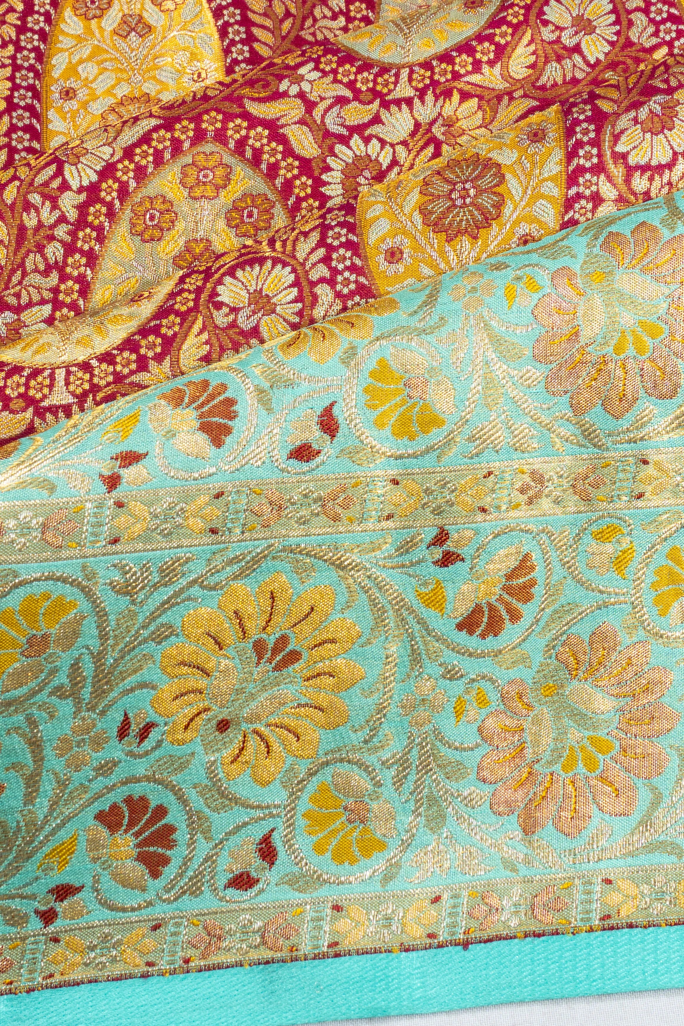 Kanchipuram Silk Tissue Brocade Pink Saree