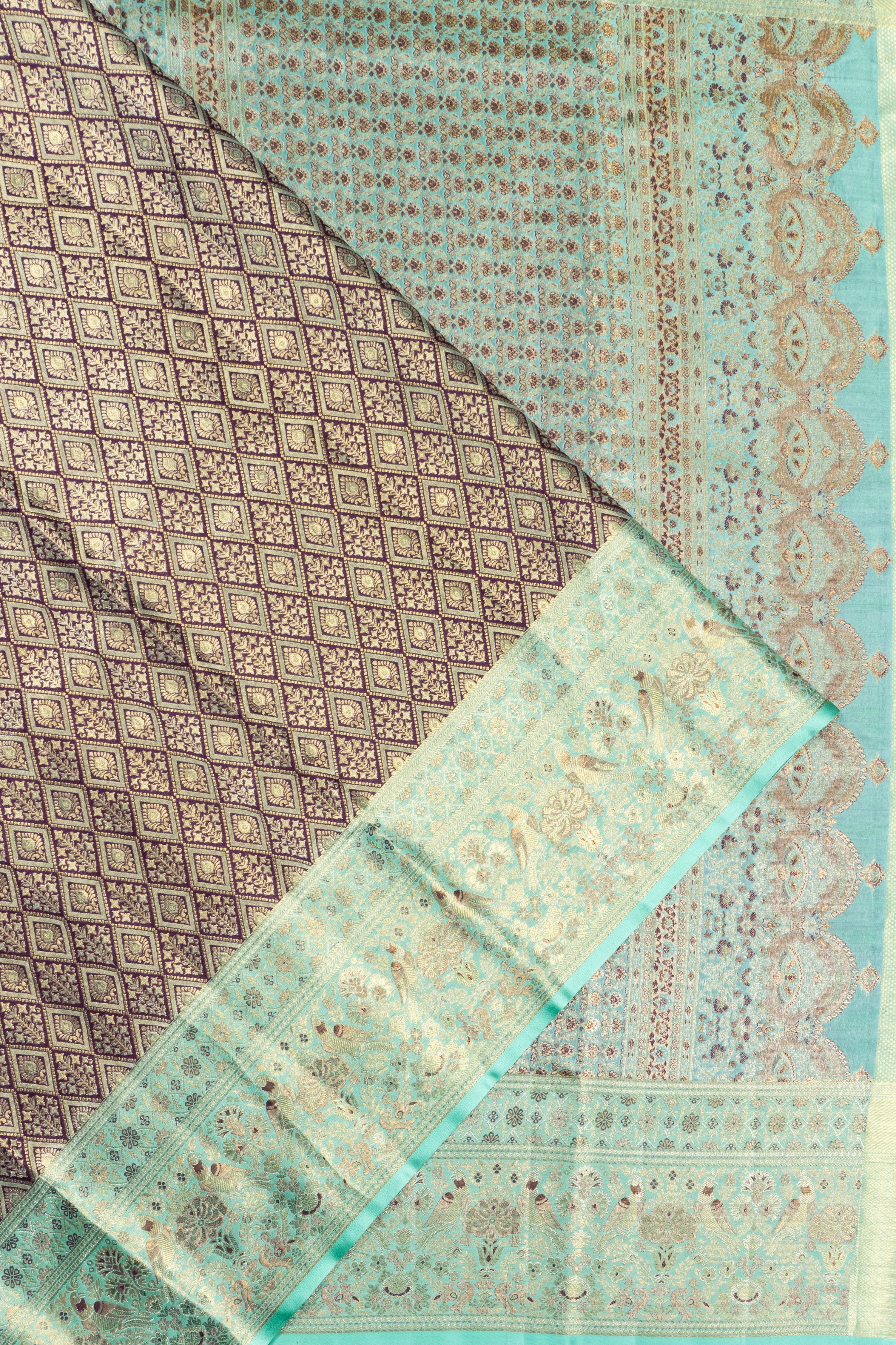 Kanchipuram Silk Tissue Brocade Violet Saree