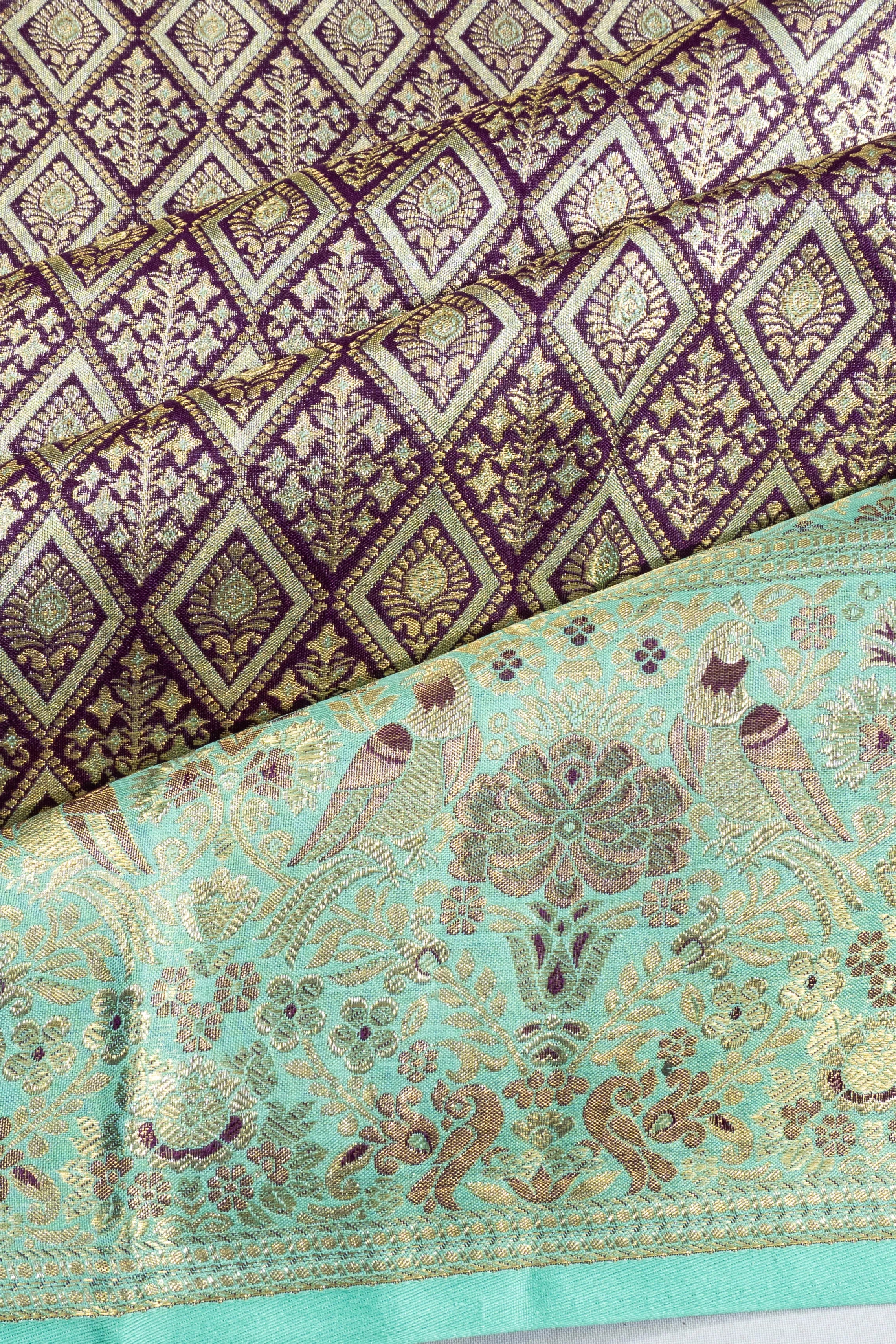 Kanchipuram Silk Tissue Brocade Violet Saree