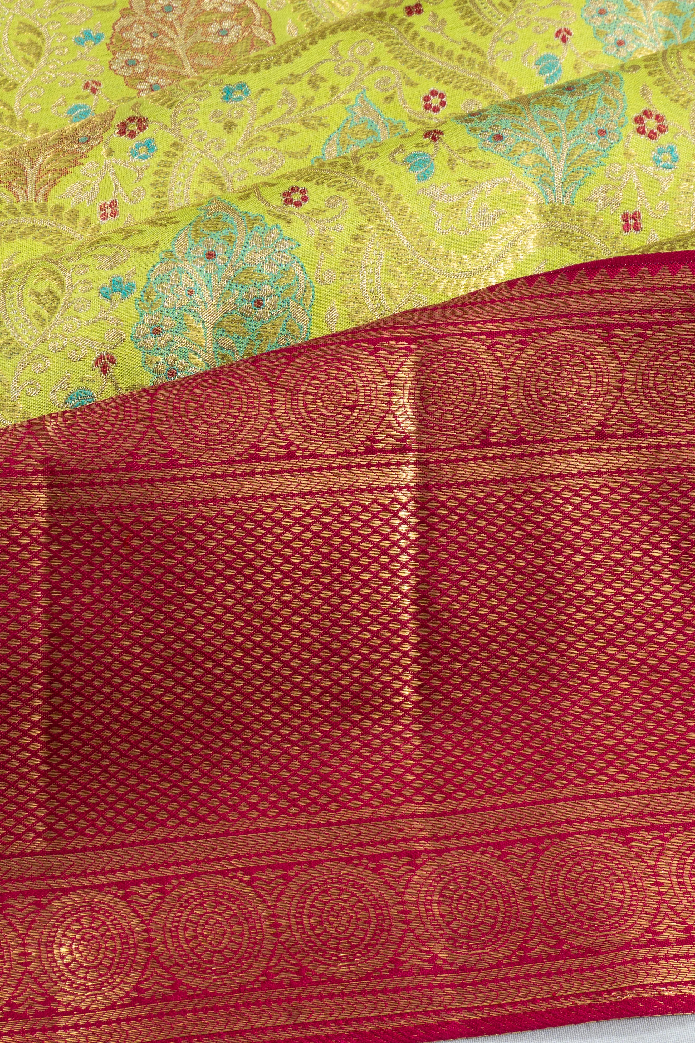 Kanchipuram Silk Tissue Brocade Green Saree
