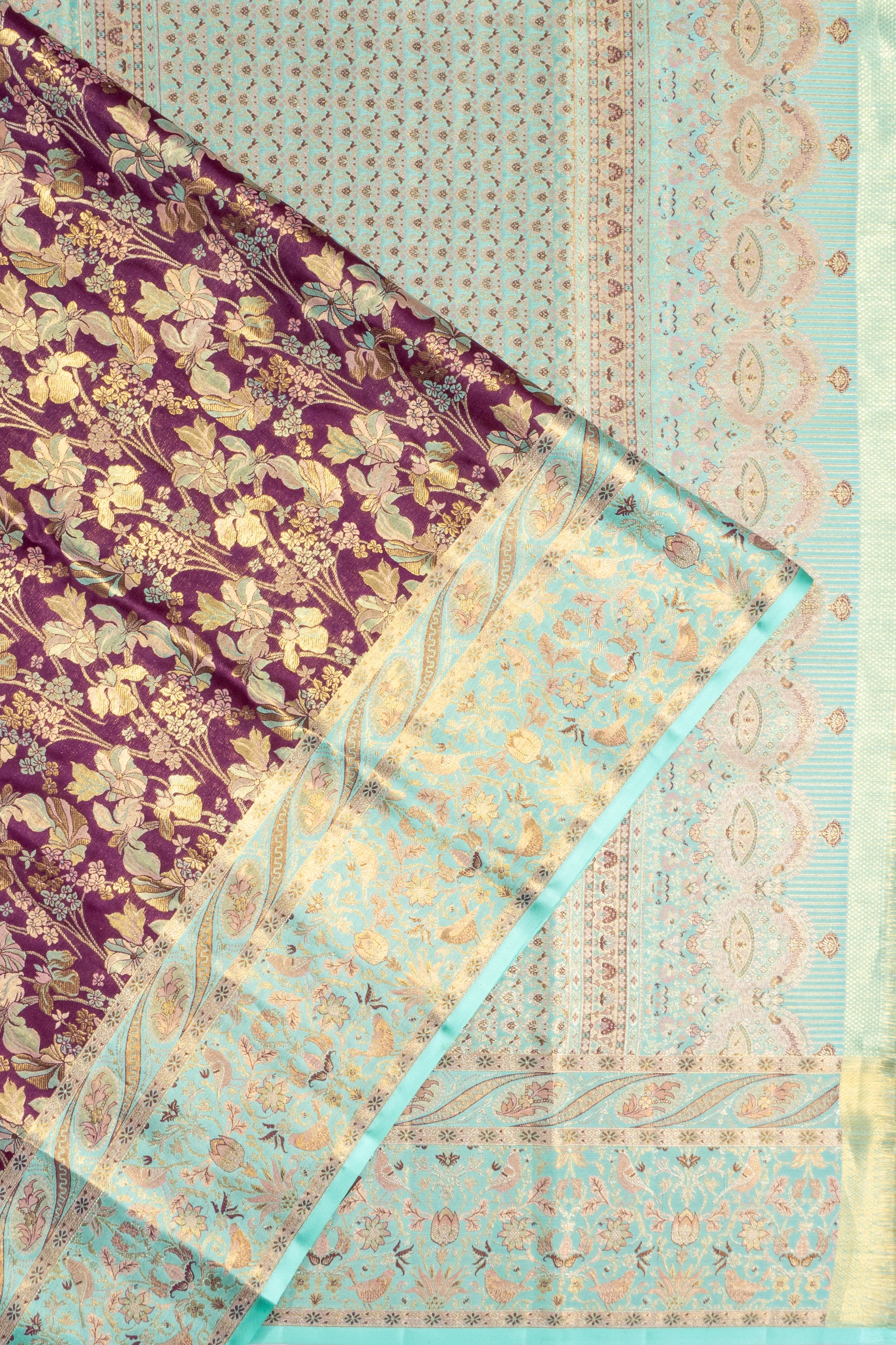 Kanchipuram Silk Tissue Brocade Violet Saree