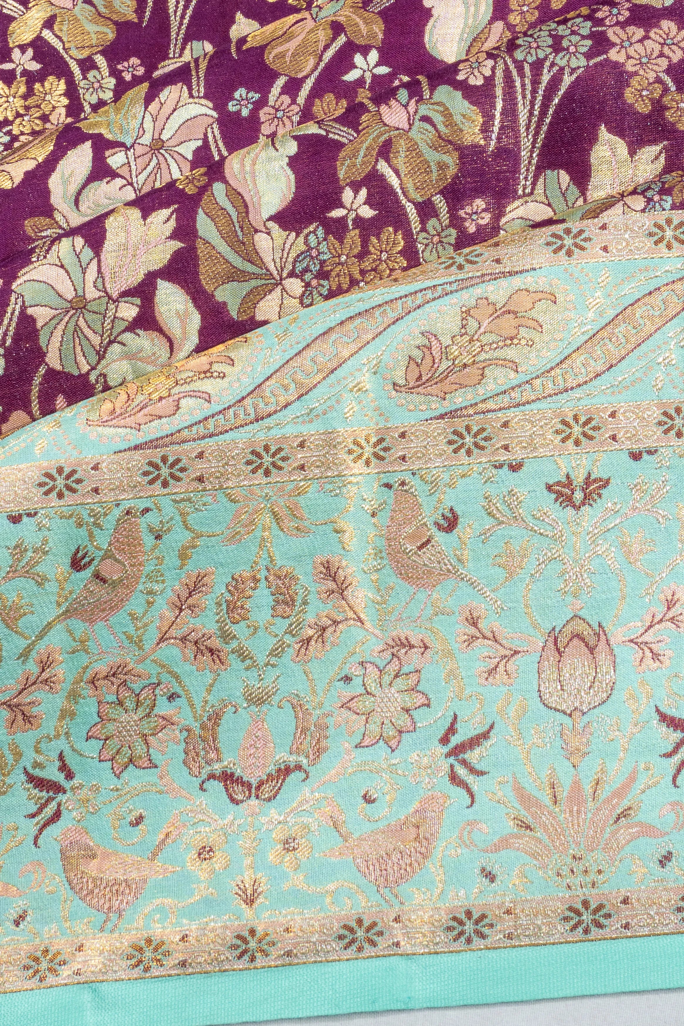 Kanchipuram Silk Tissue Brocade Violet Saree