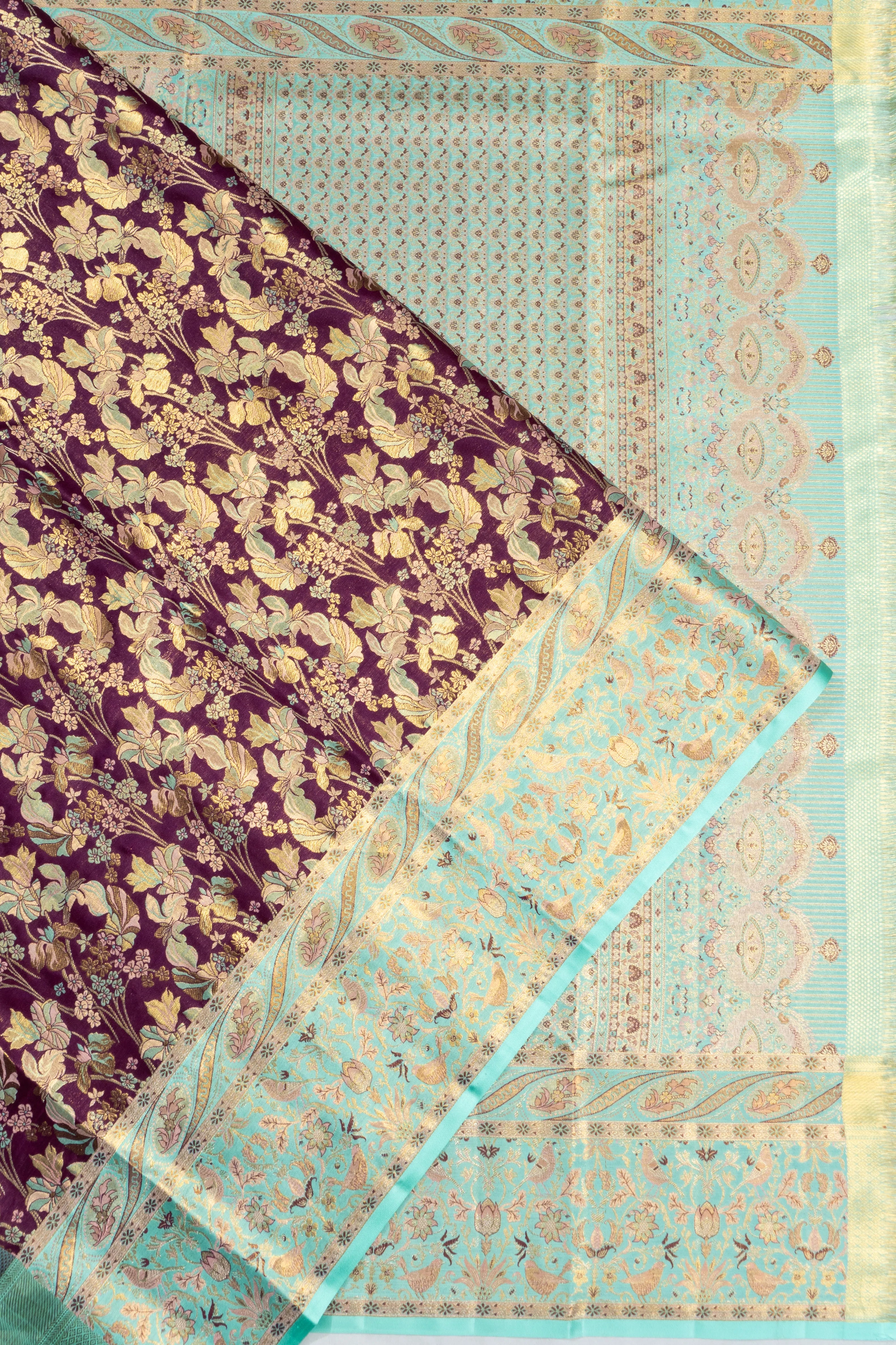 Kanchipuram Silk Tissue Brocade Violet Saree