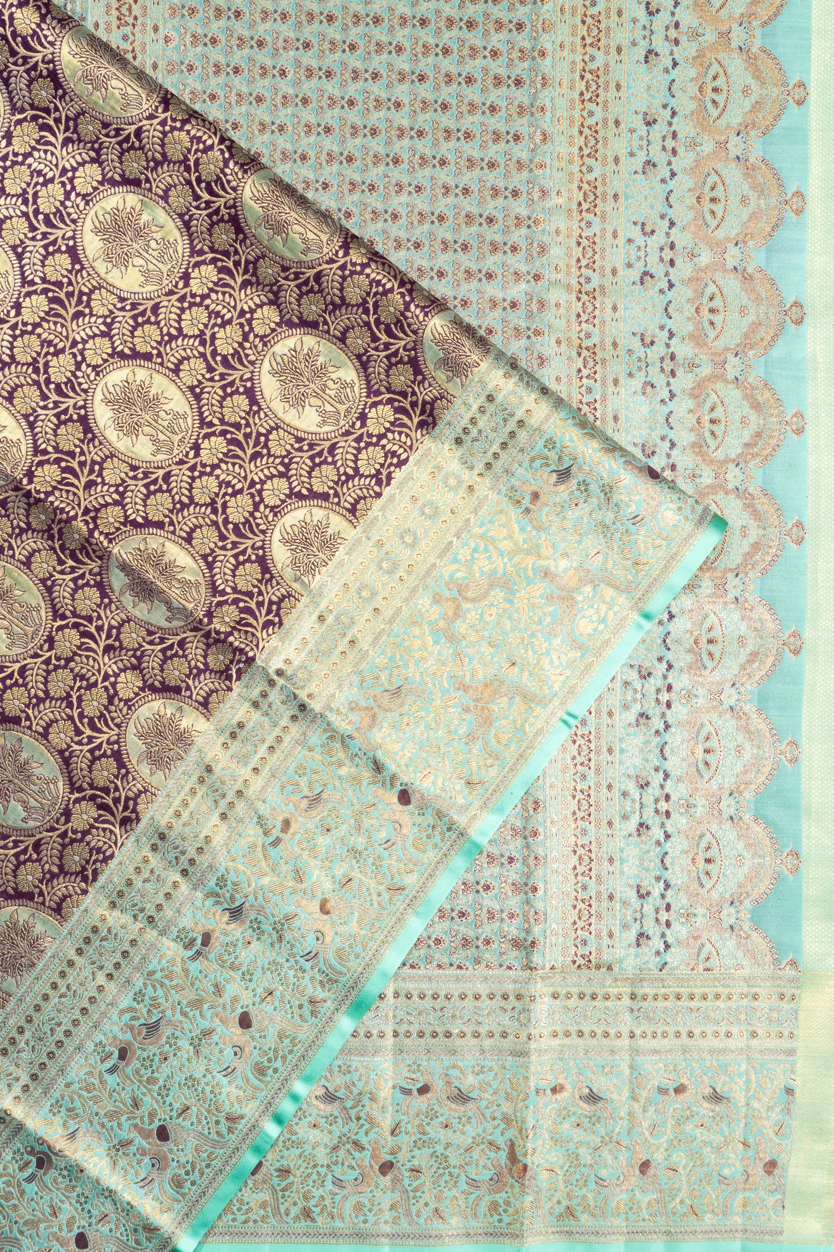 Kanchipuram Silk Tissue Brocade Violet Saree