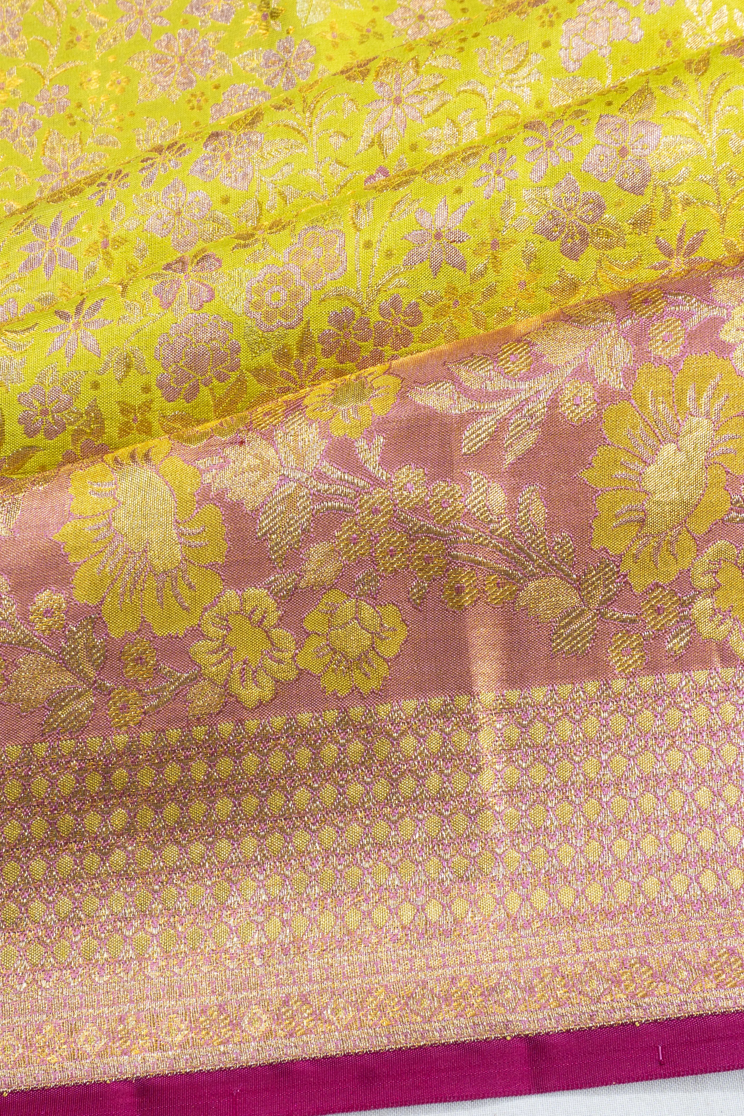 Kanchipuram Silk Tissue Brocade Green Saree