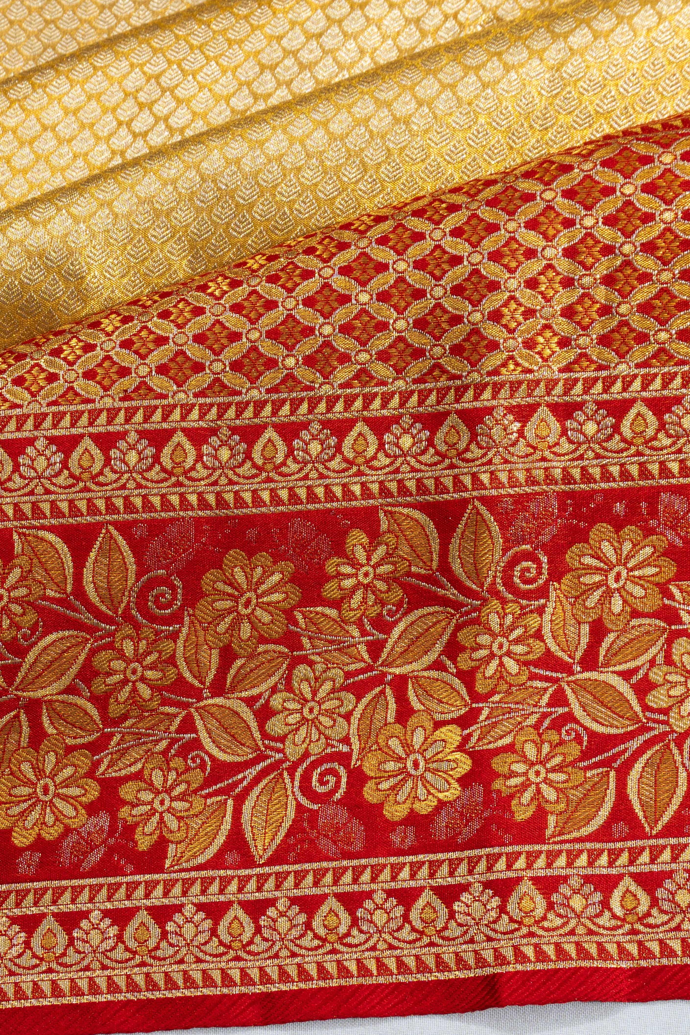 Taranga Kanchi Silk Tissue Brocade Gold Saree