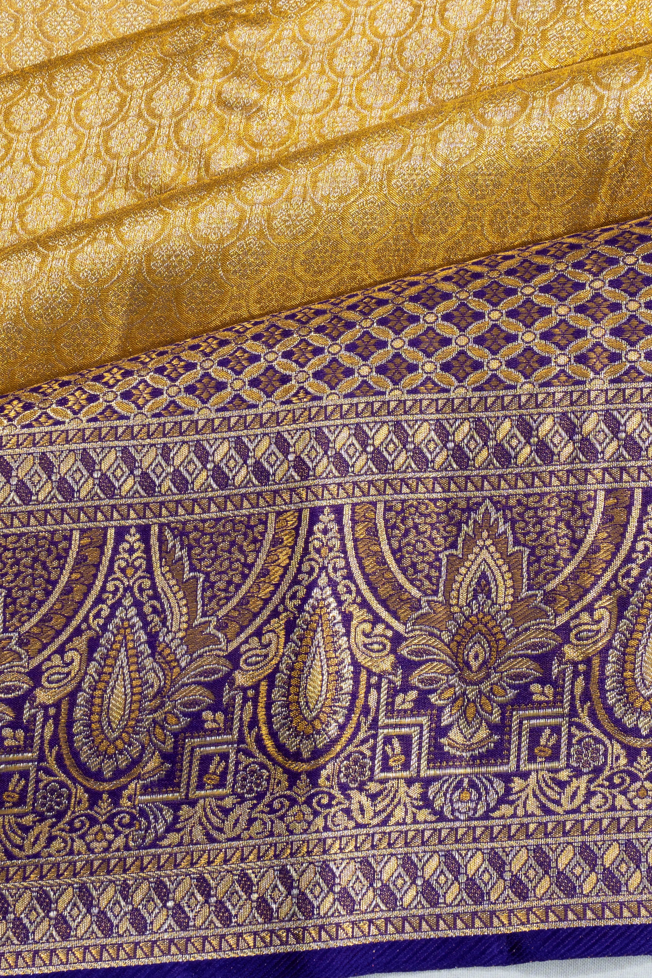 Taranga Kanchi Silk Tissue Brocade Gold Saree