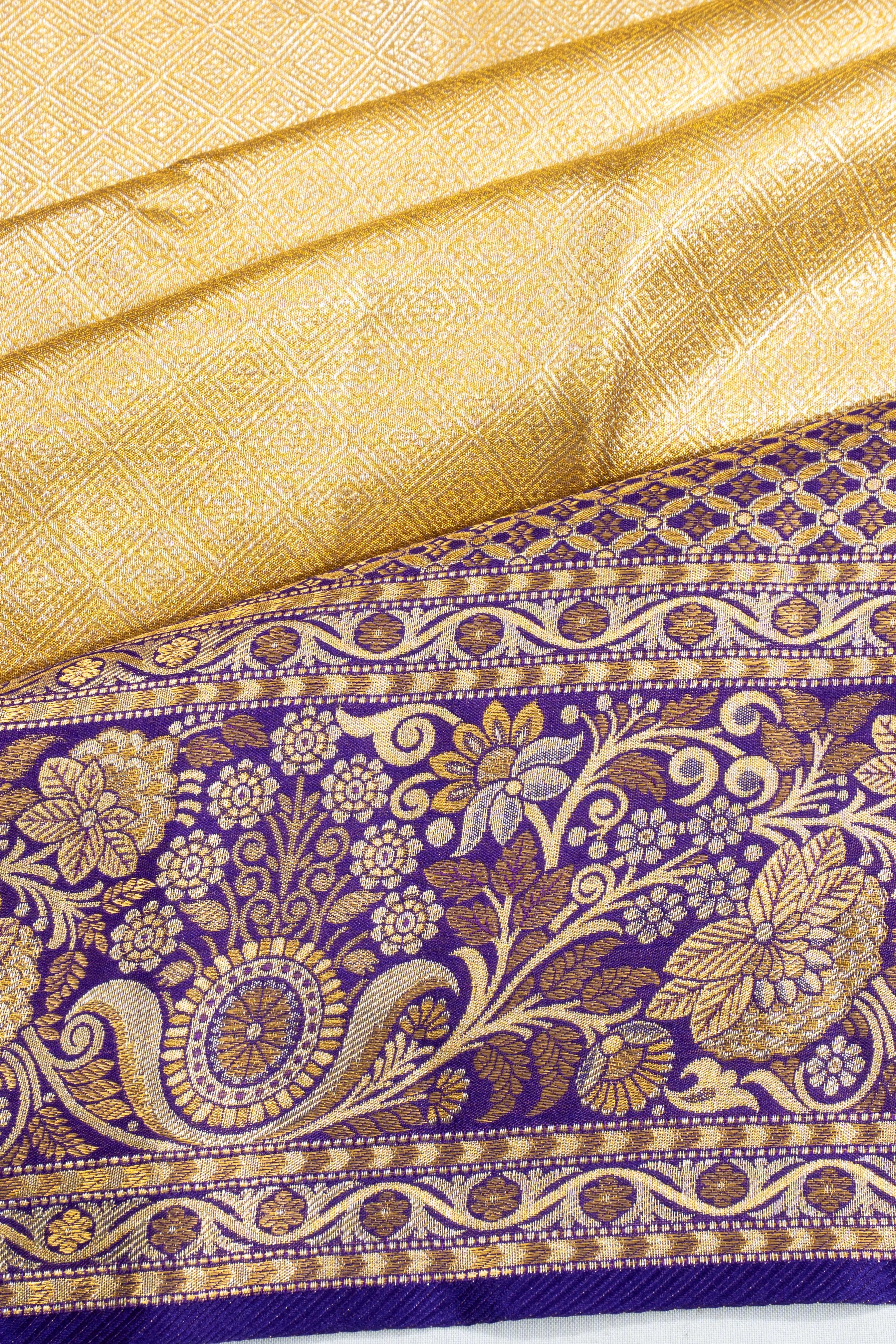 Taranga Kanchi Silk Tissue Brocade Gold Saree