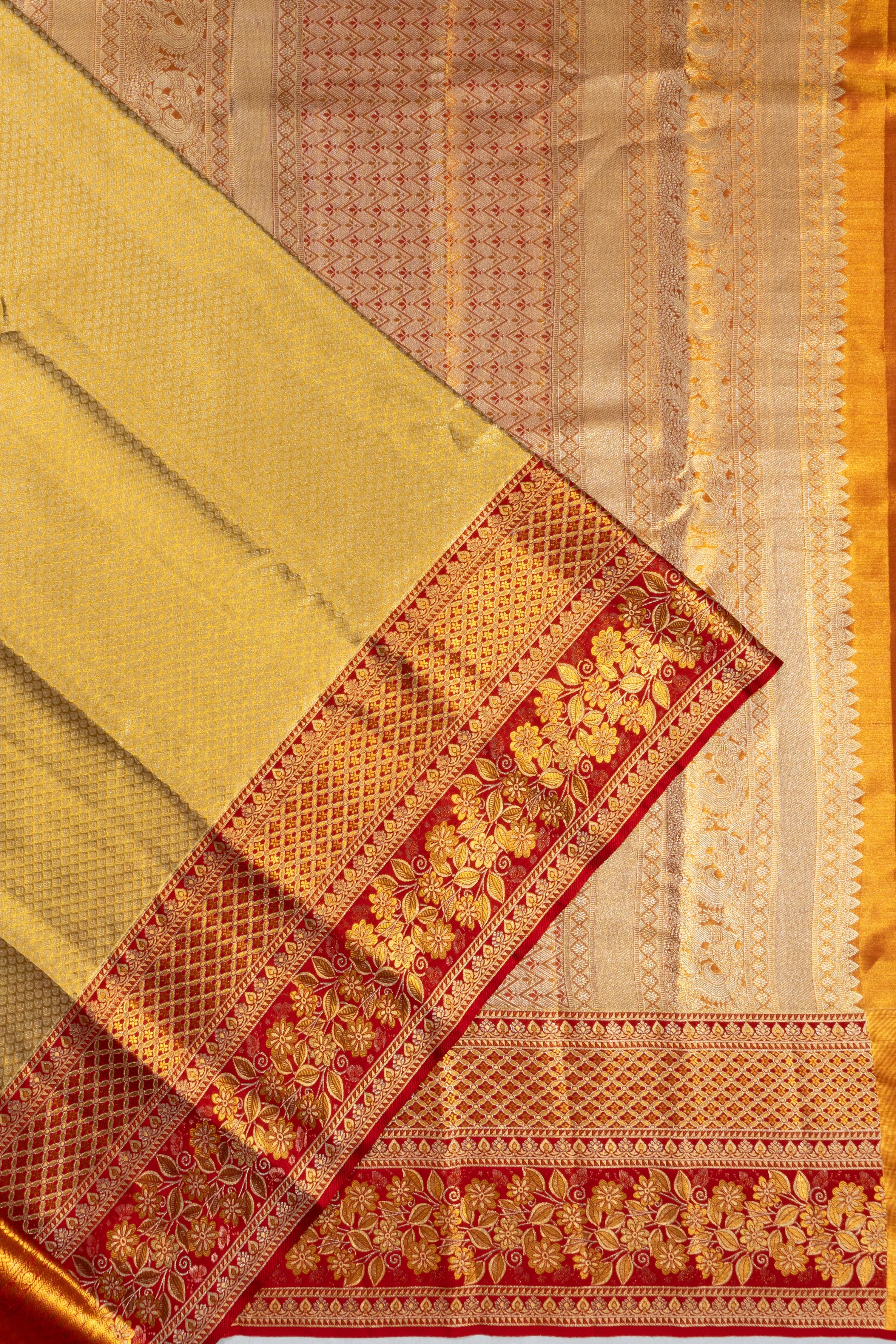 Taranga Kanchi Silk Tissue Brocade Gold Saree