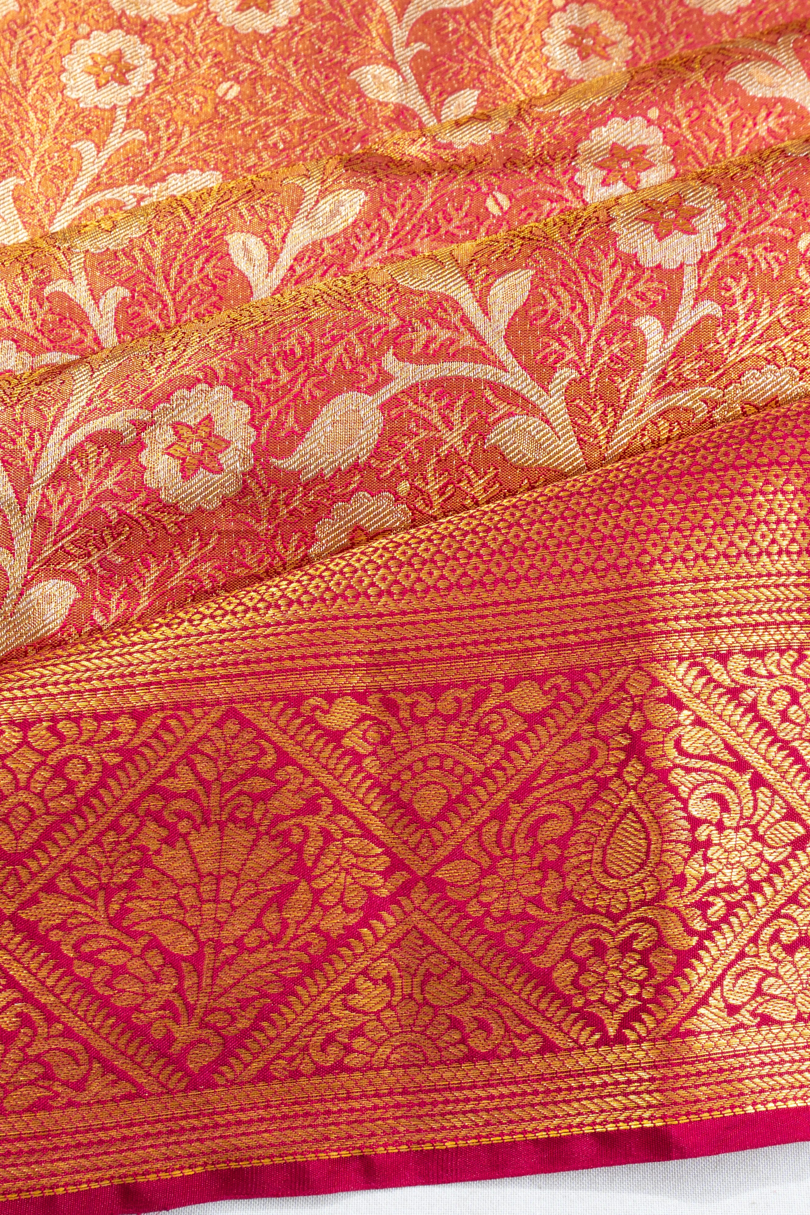 Taranga Kanchi Silk Tissue Brocade Red Saree