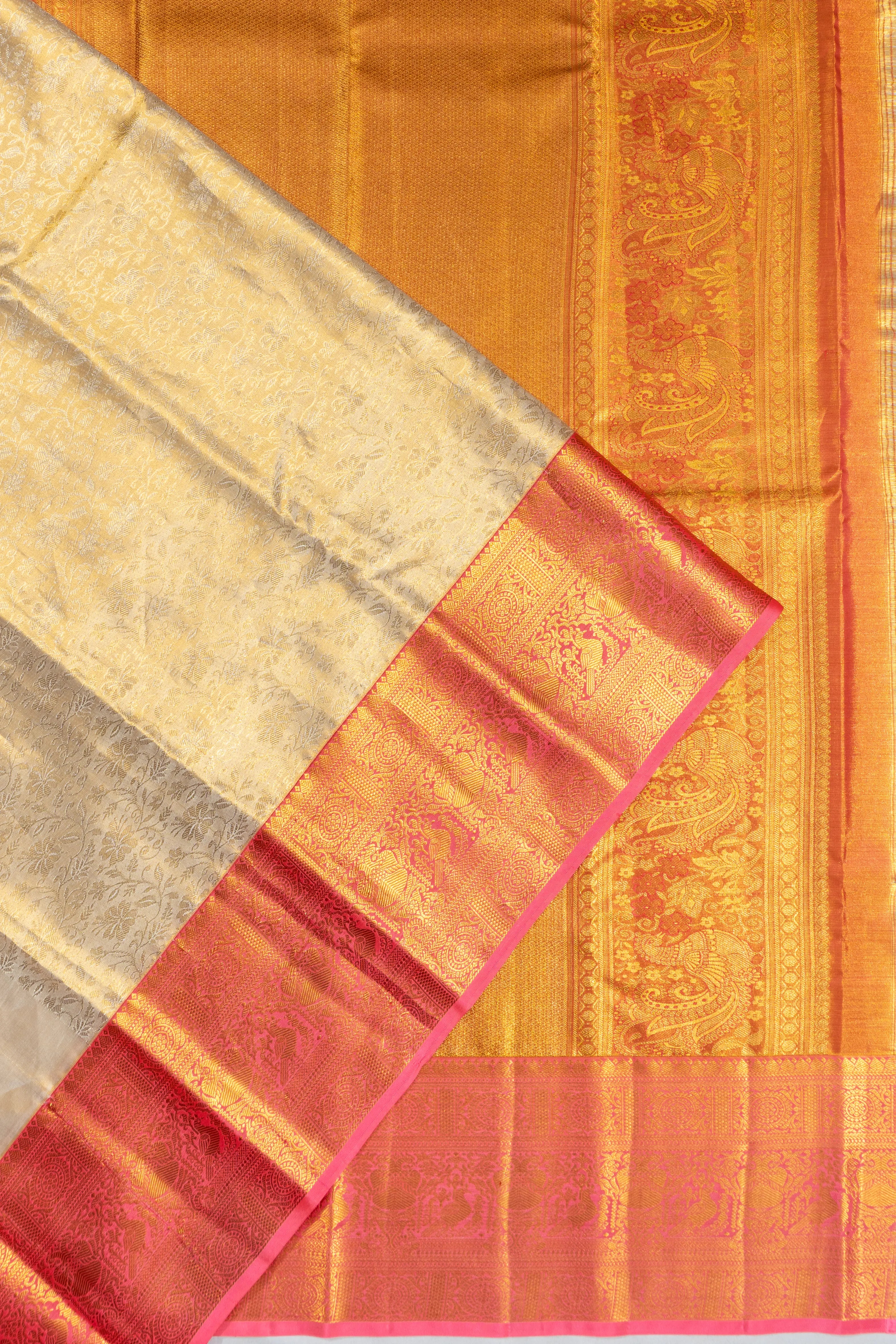 Taranga Kanchi Silk Tissue Brocade Gold Saree