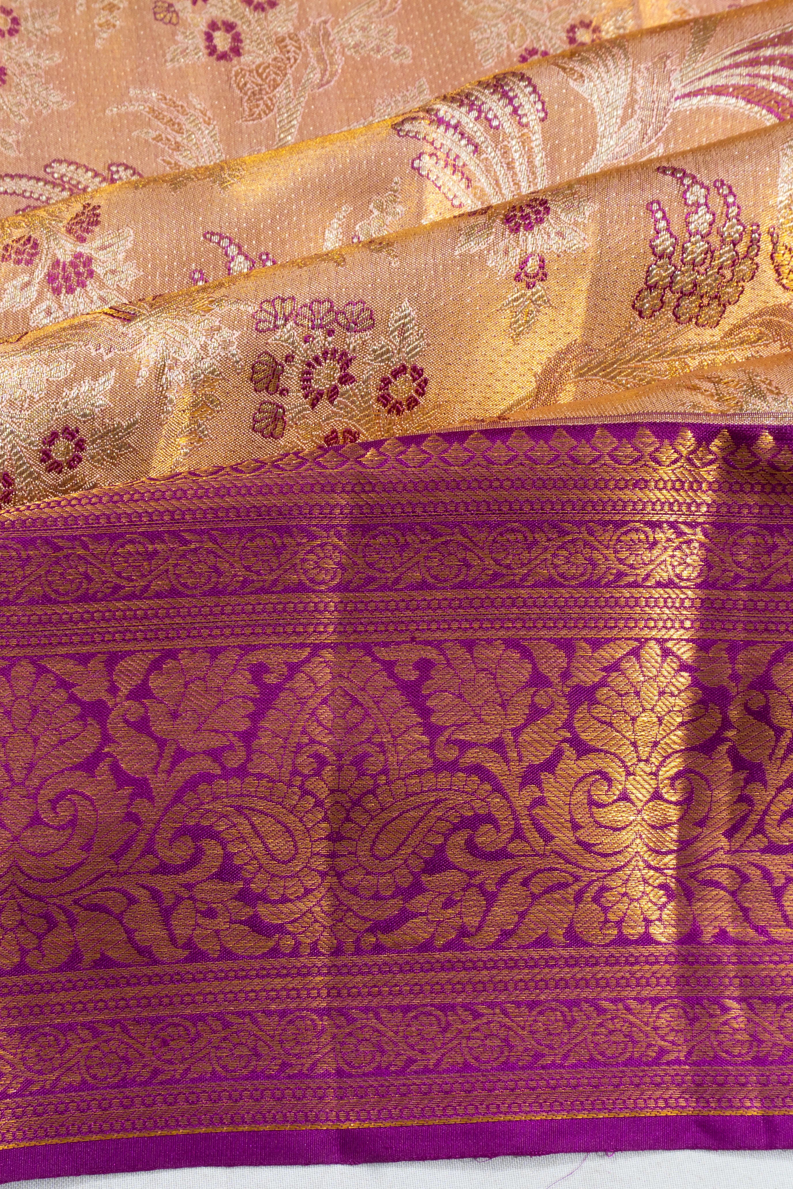 Taranga Kanchi Silk Tissue Brocade Gold Saree