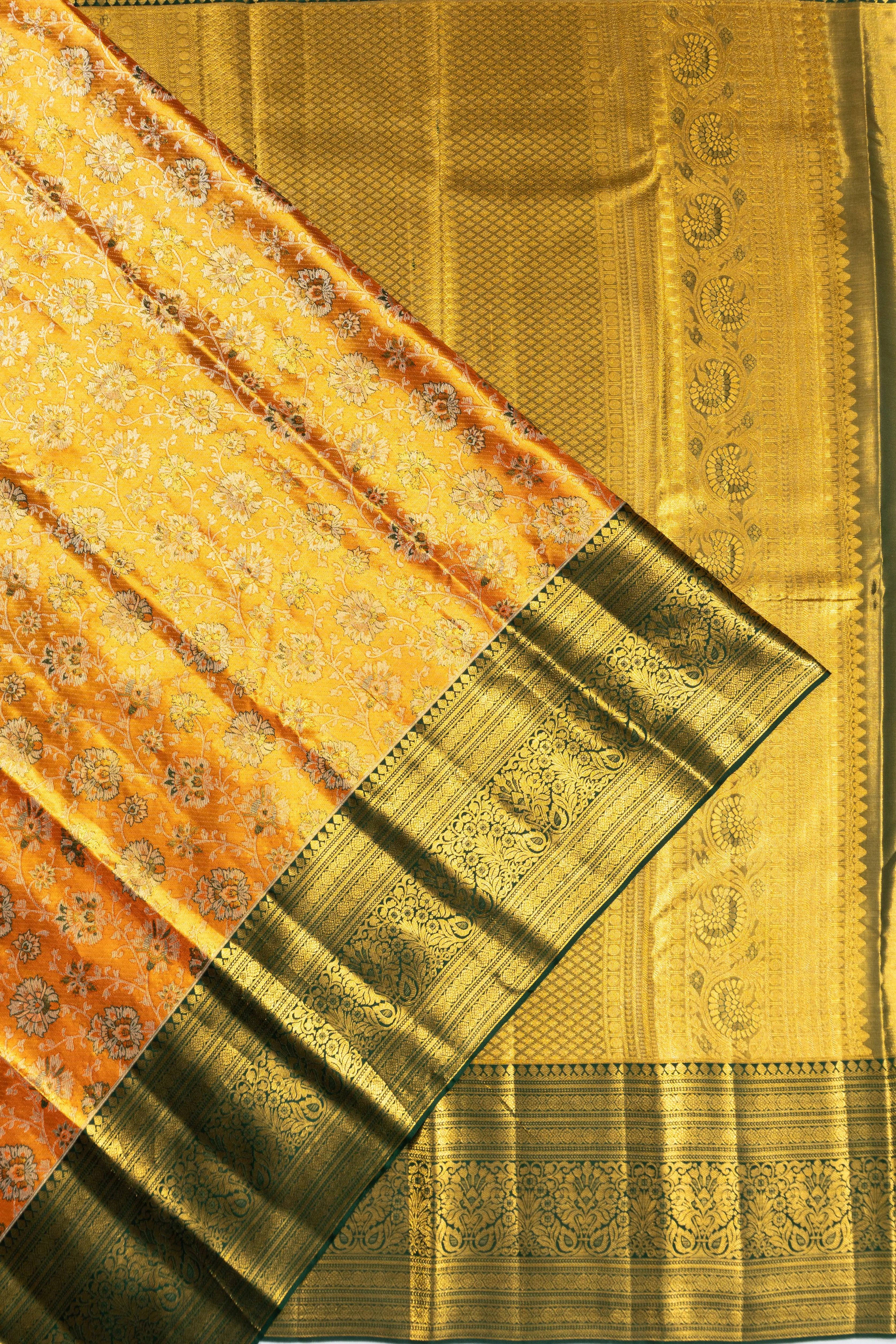 Taranga Kanchi Silk Tissue Brocade Orange Saree